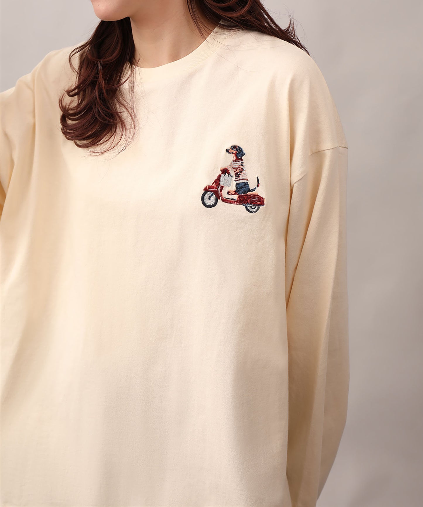 HOOK -original- DOGワンポイント刺繍ロンTEE