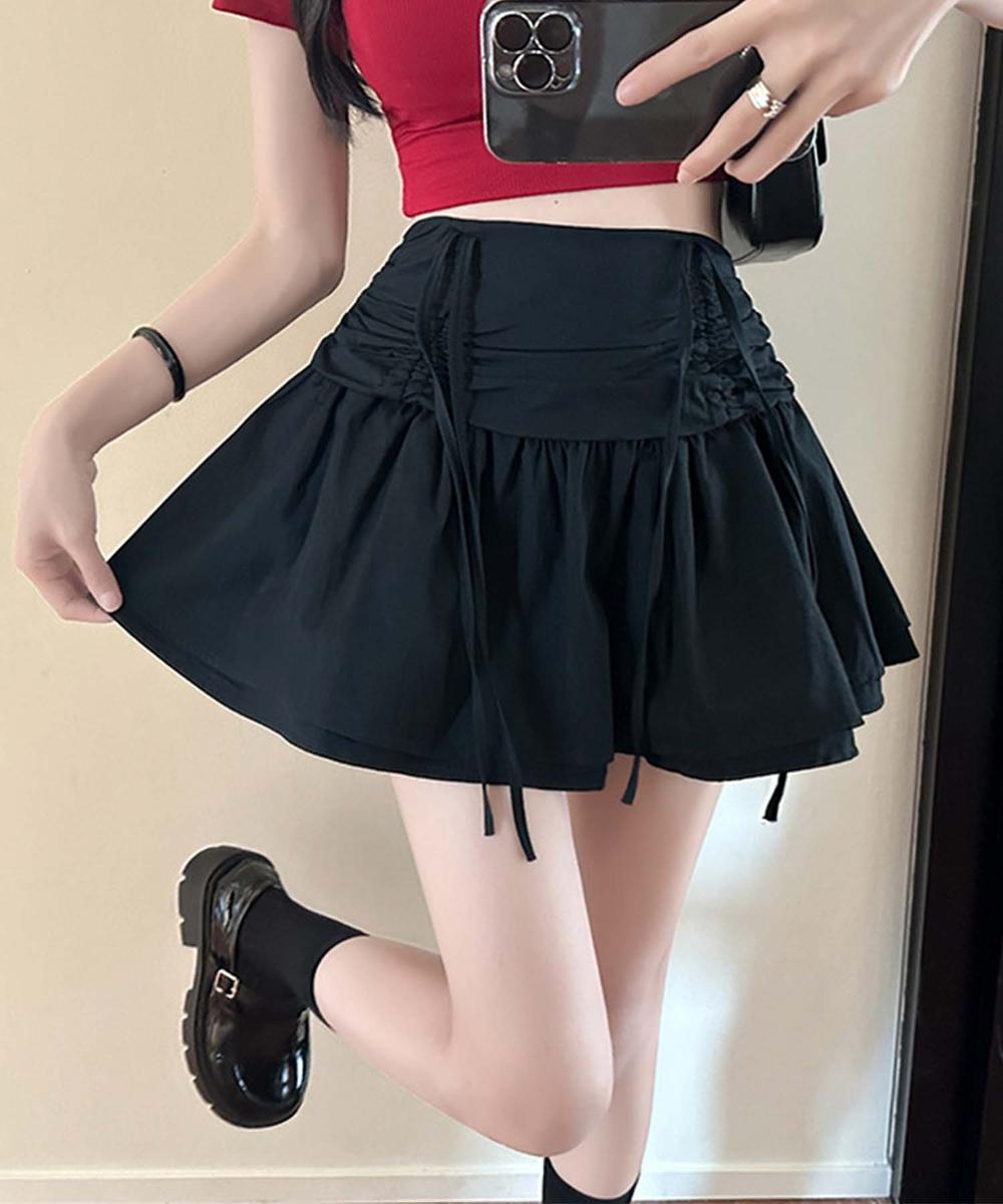 【Jasmine】シャーリングリボンフレアミニスカート