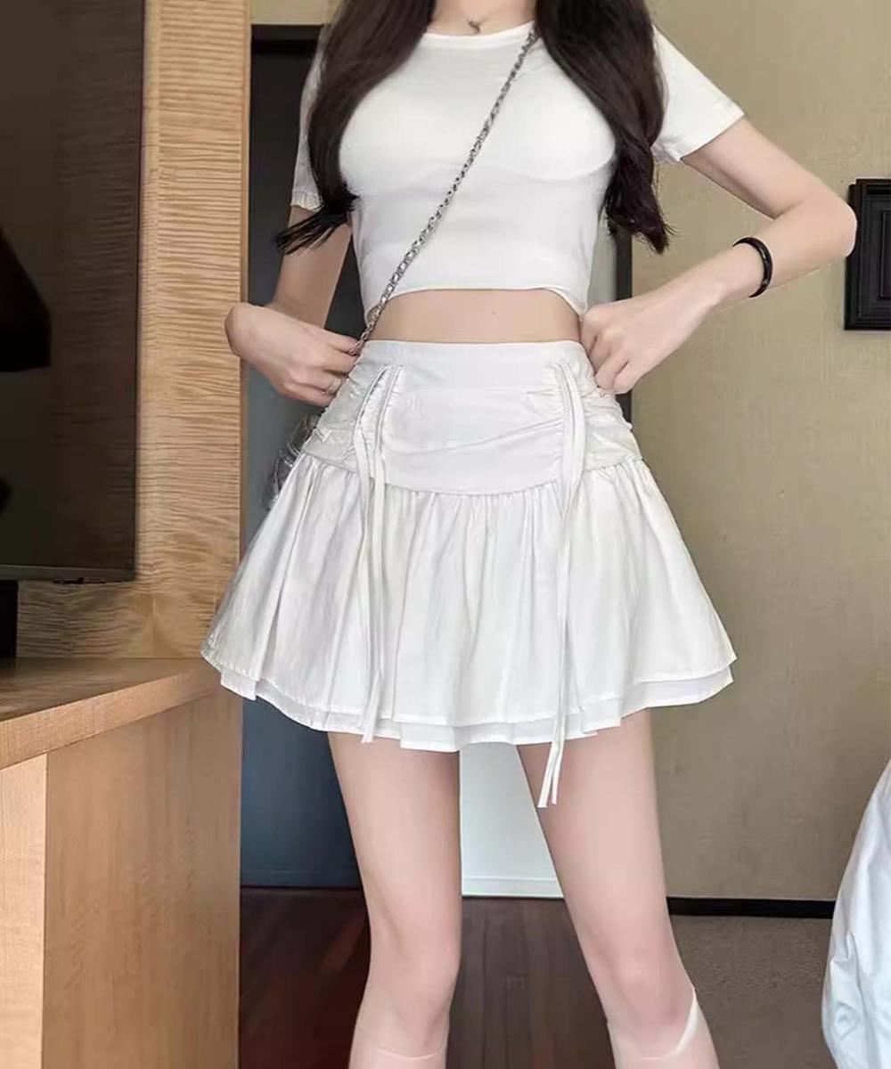 【Jasmine】シャーリングリボンフレアミニスカート