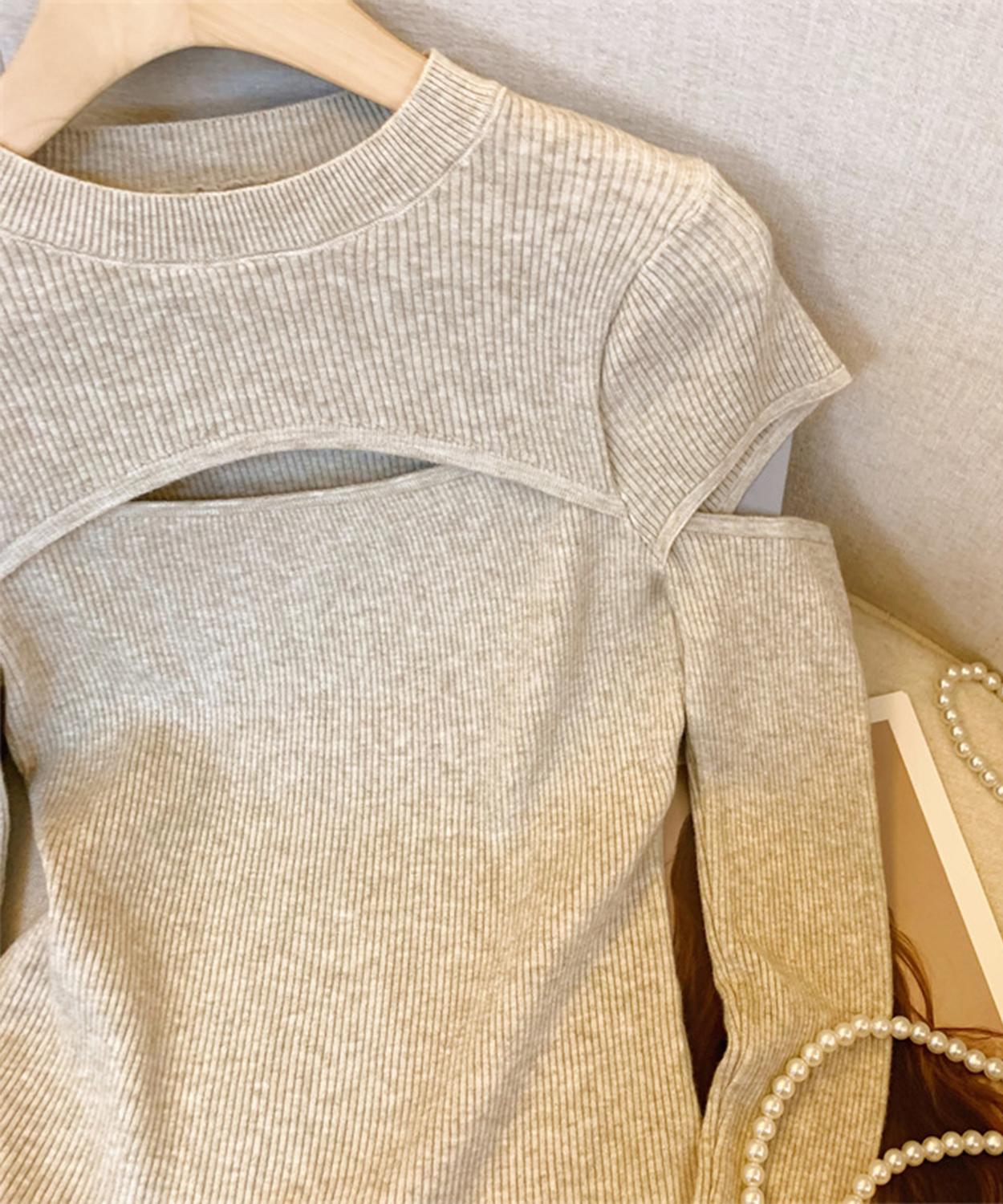 【Jasmine】タートルネック胸あきデザインニットプルオーバ