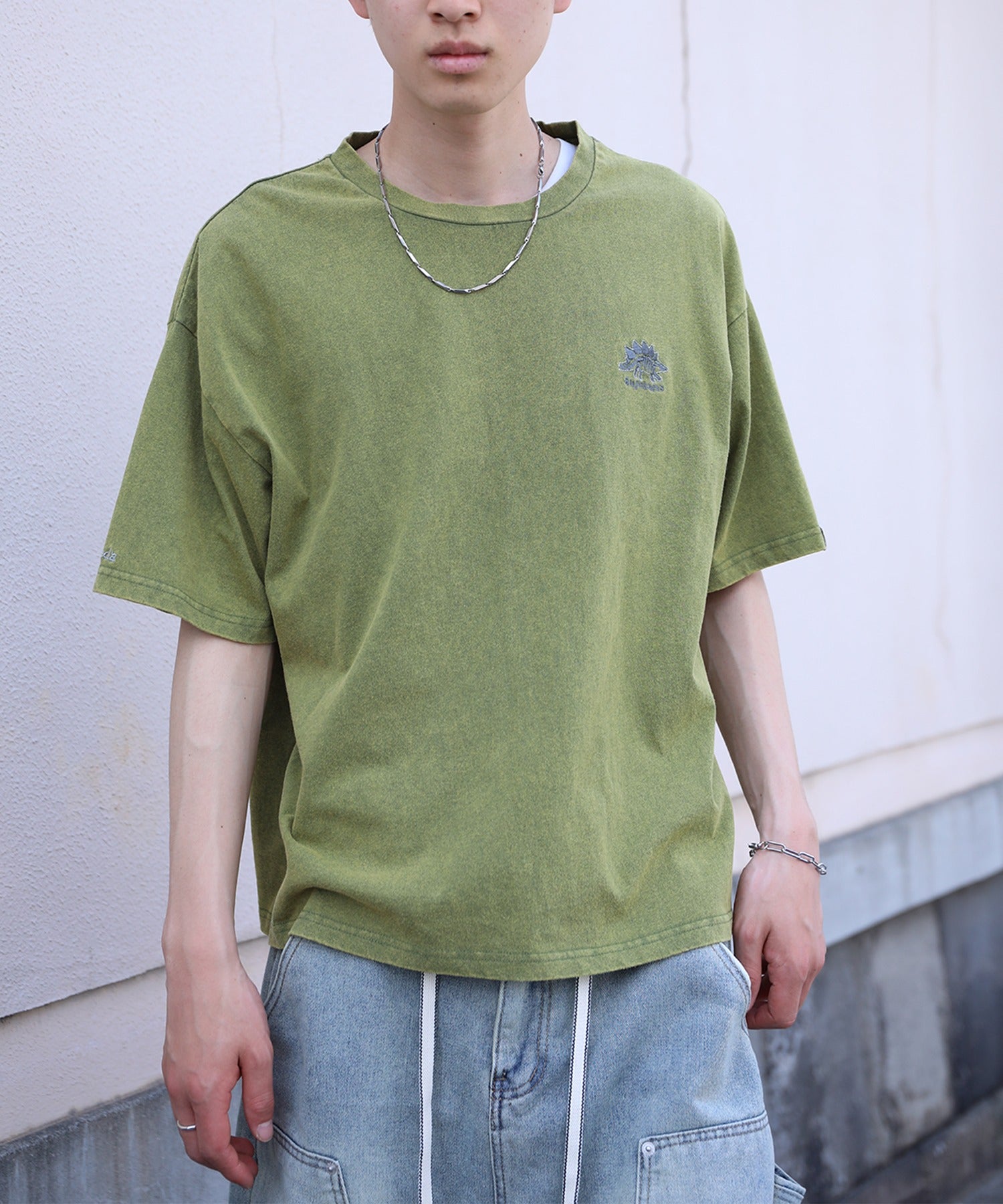 【HOOK -original- 】恐竜刺繍ウォッシュ半袖TEE