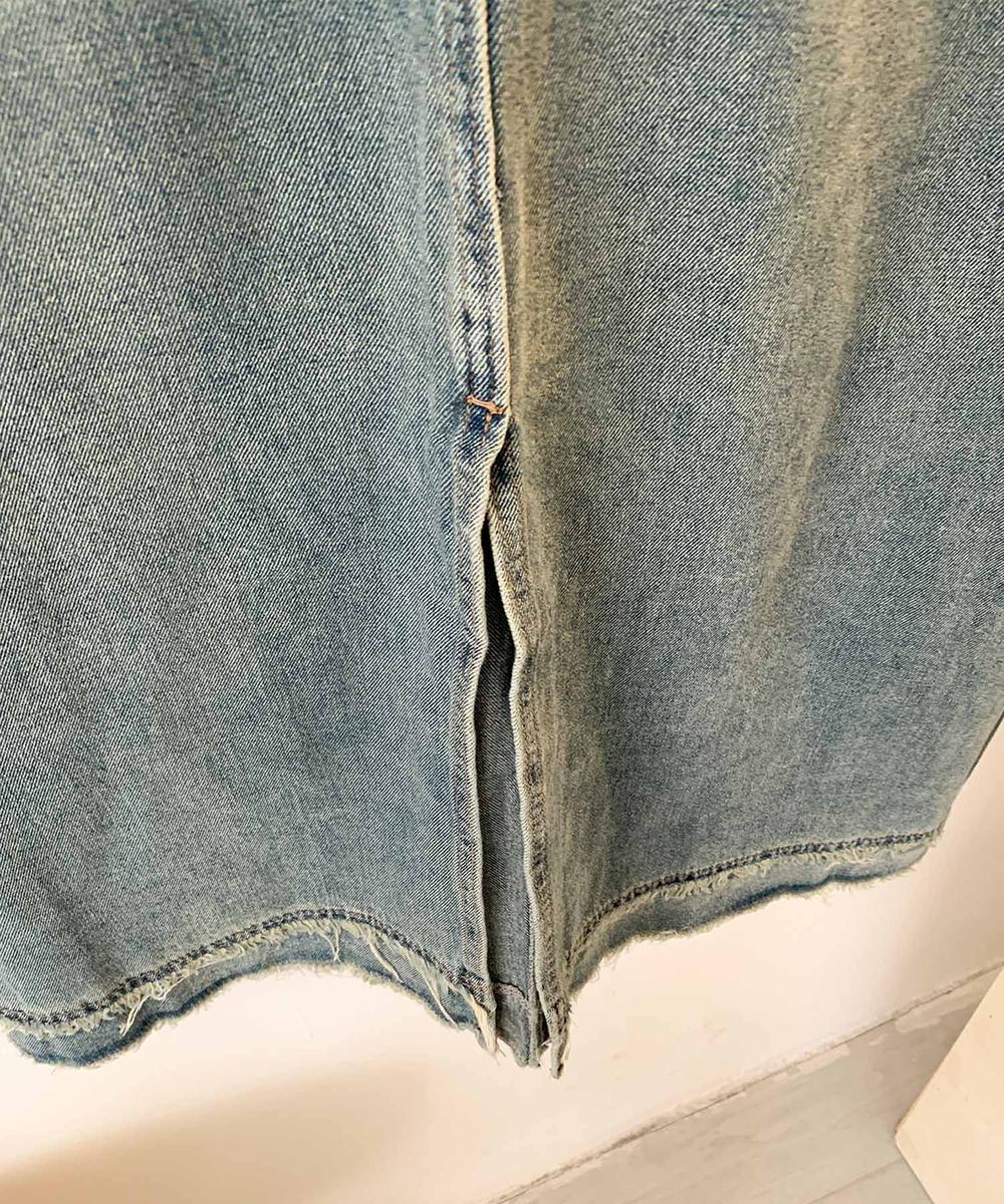 【aimoha】フリンジヘムデニムマキシスカート