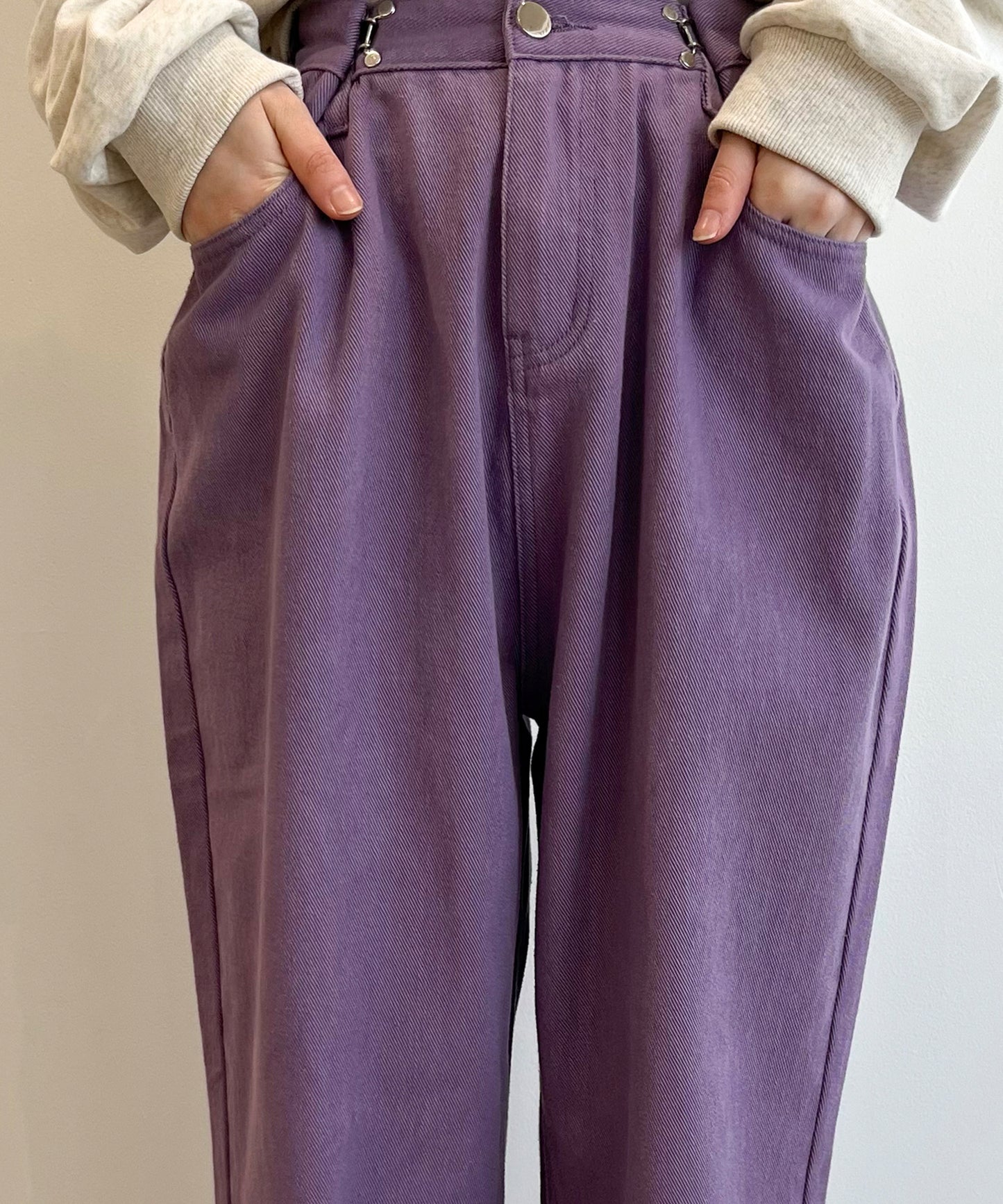 2WAYデザインジーンズデニム深めのウエストタックハイウエストデニムパンツ