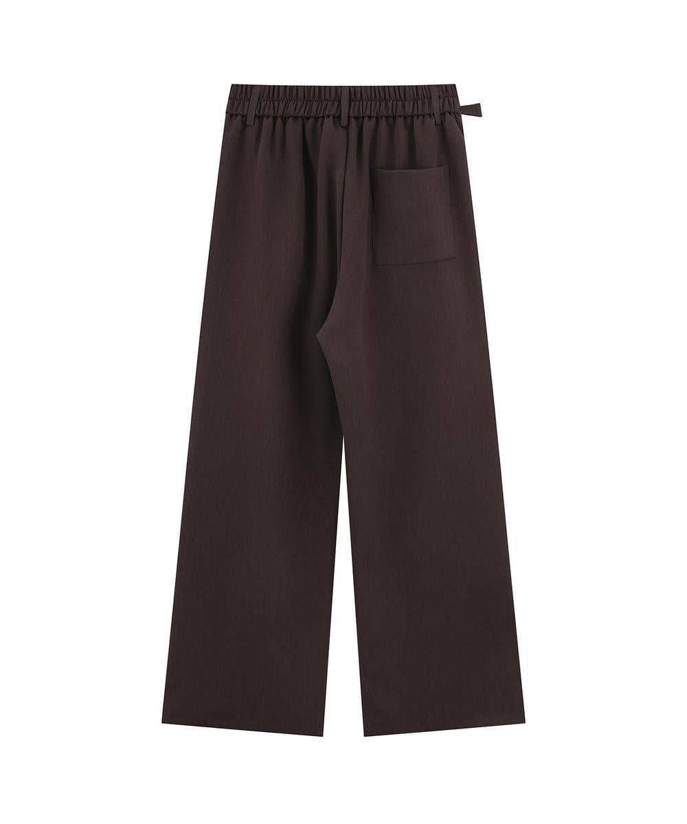 調節ベルト付きワイドタックスラックスパンツ