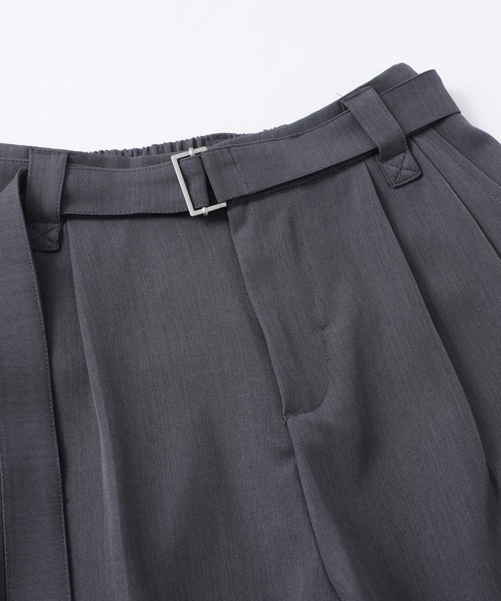 共布ベルト付きタックショートスラックスパンツ