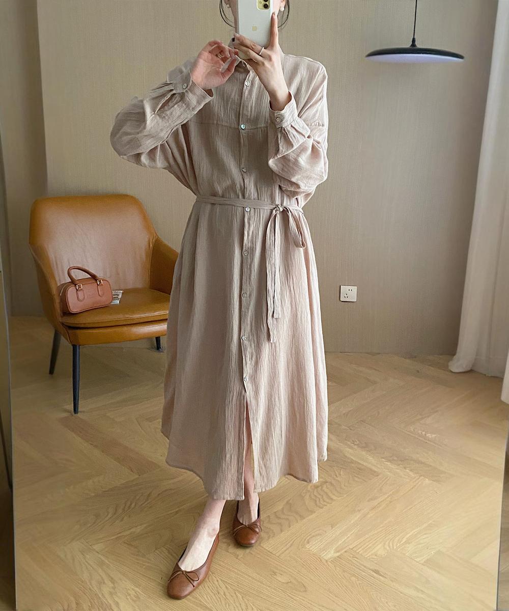 シアーロングシャツワンピース