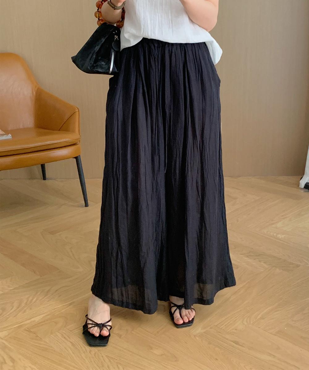 ハイウエストタックシアーワイドパンツ