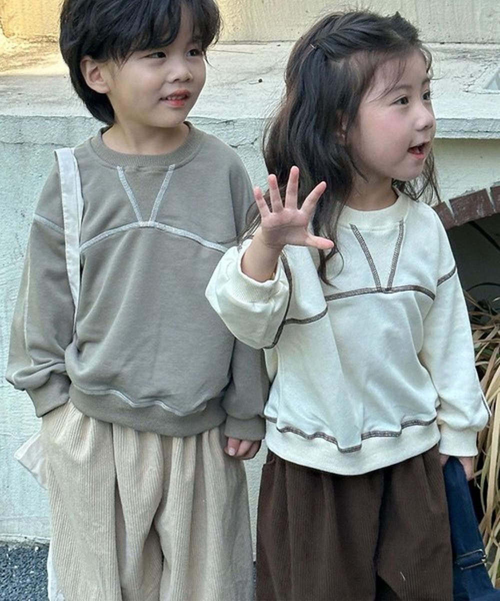 【aimoha-KIDS-】配色ステッチスウェット