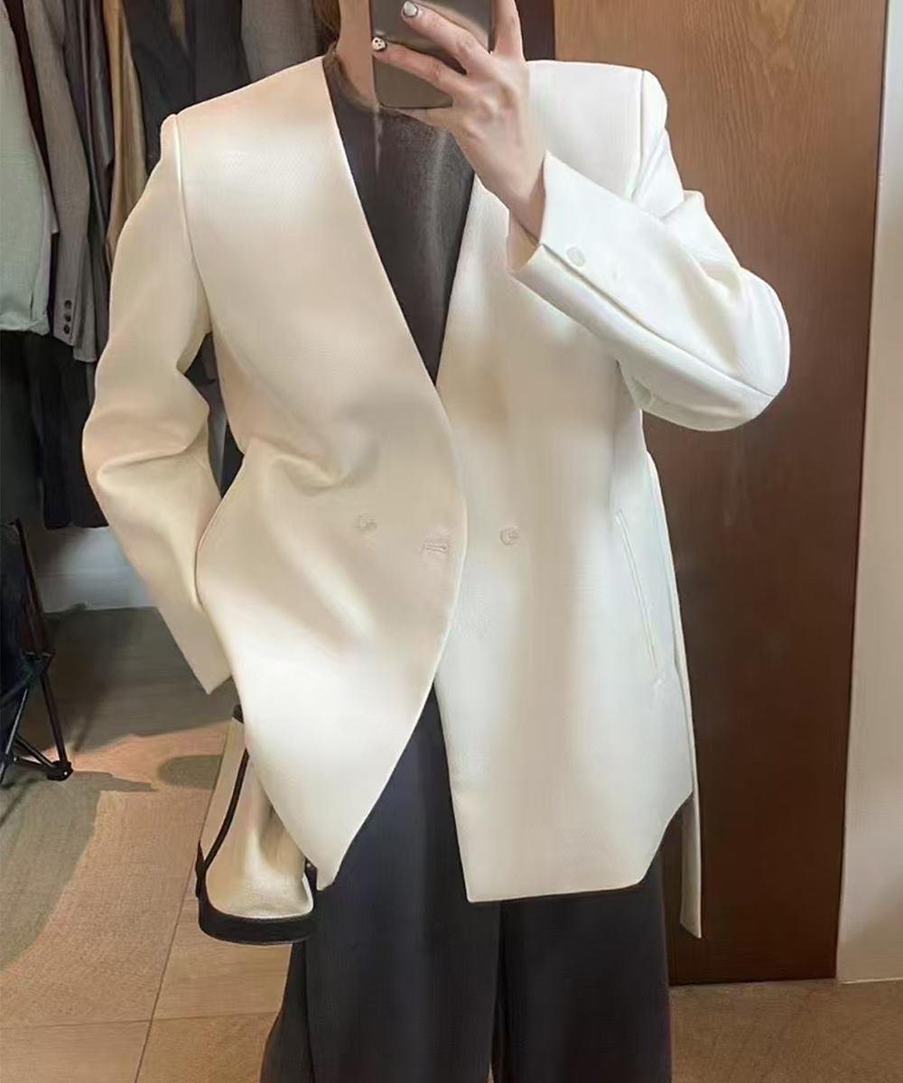 バニコ（Banico）/【Banico】ダブルボタンジャケット（ウエストリボン付き） Banico】ダブルボタンジャケット（ウエストリボン付き） – 《公式