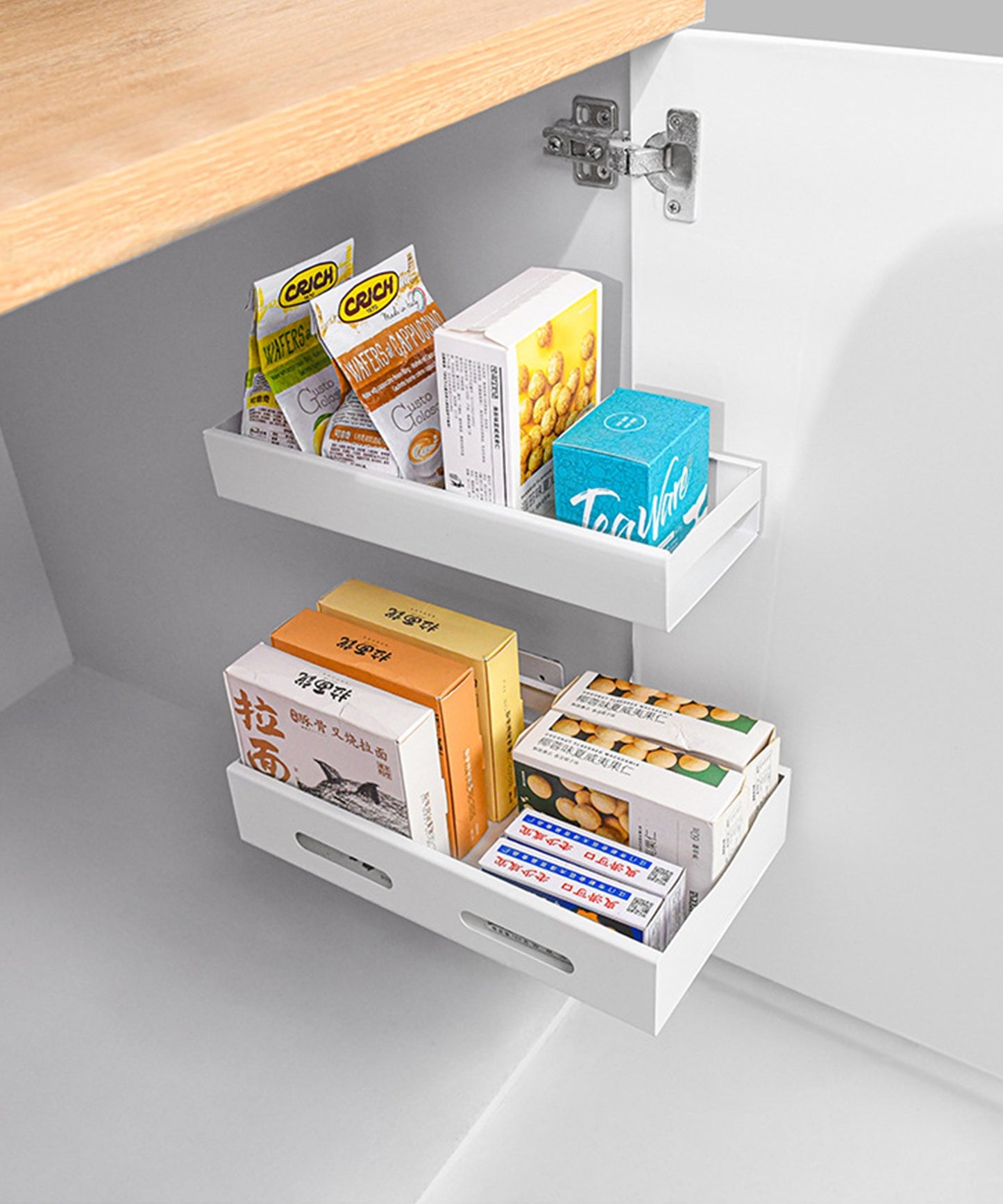 Gap storage sliding pull-out type stick-on storage box L