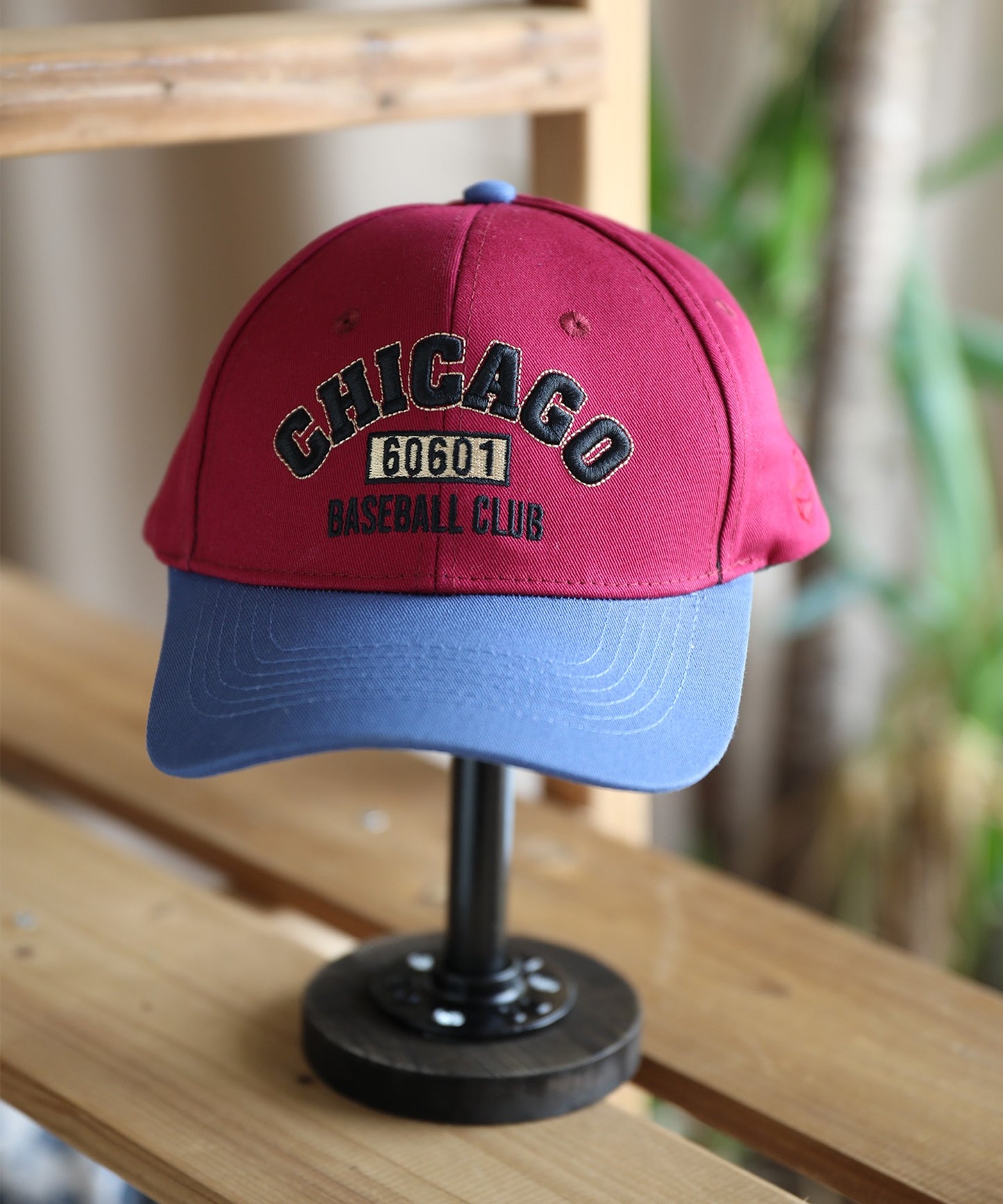 【HOOK -original- 】CHICAGOバイカラーアメカジ刺繍キャップ ハード・ソフト2タイプ