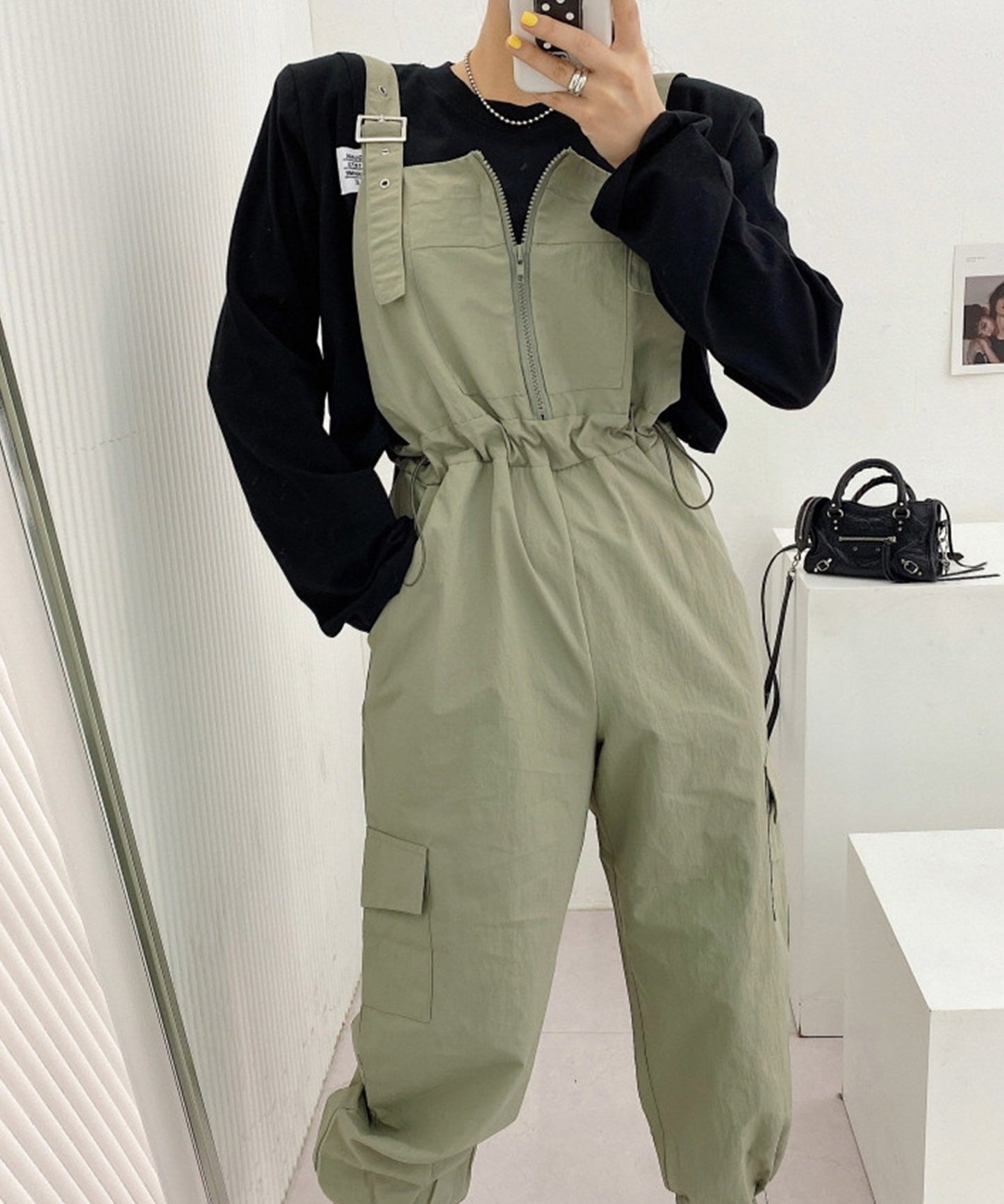 ジッパーカジュアルサロペット