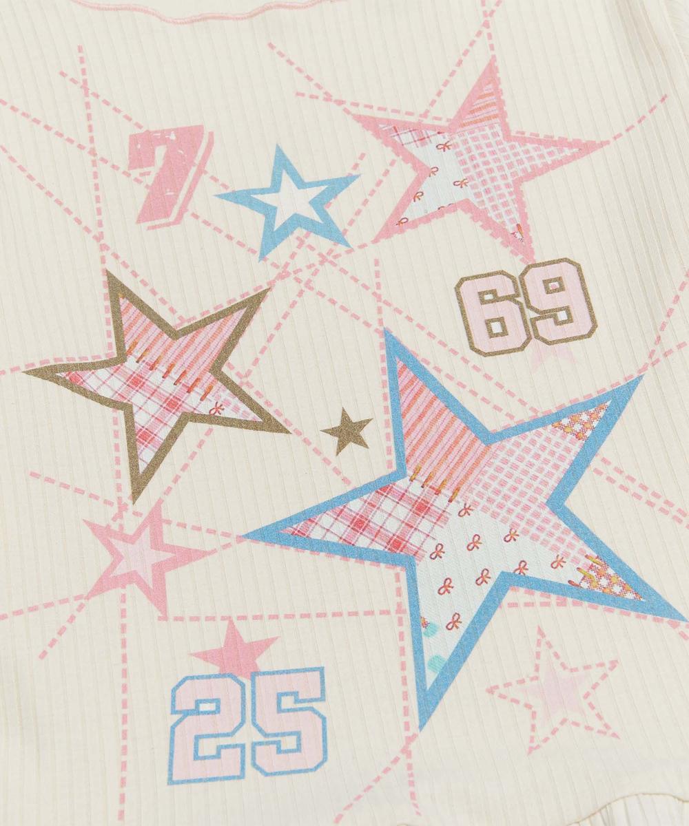 【HOOK】for girls 星プリント裾フリフリカットソー