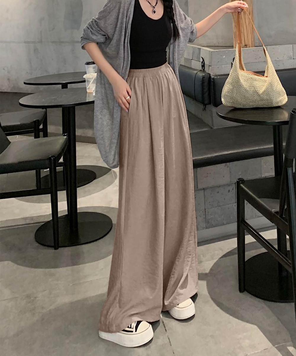 【aimoha】ハイウエストドレープワイドパンツ