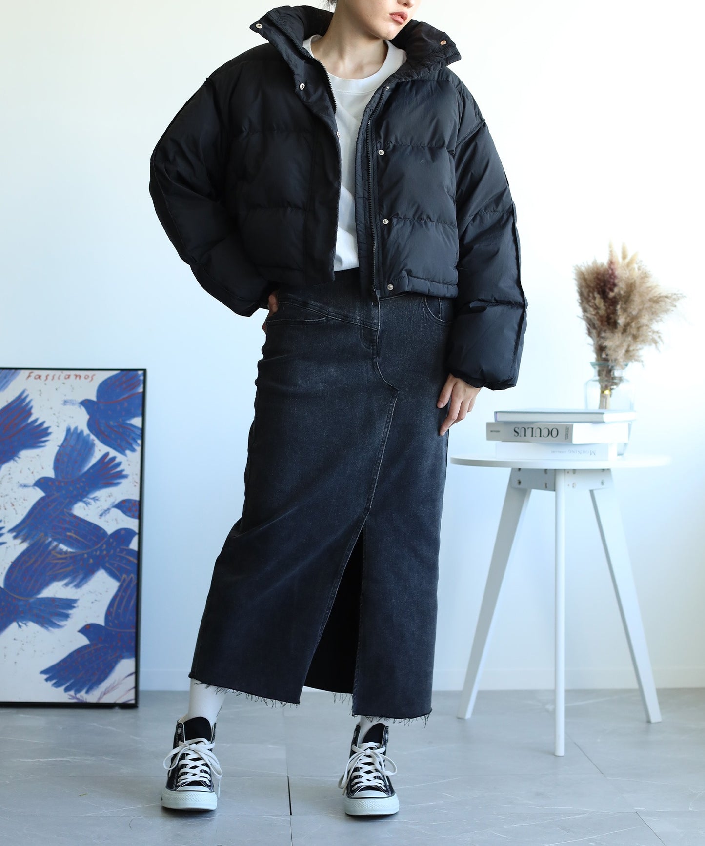 ミニ丈ドロップショルダーダウン