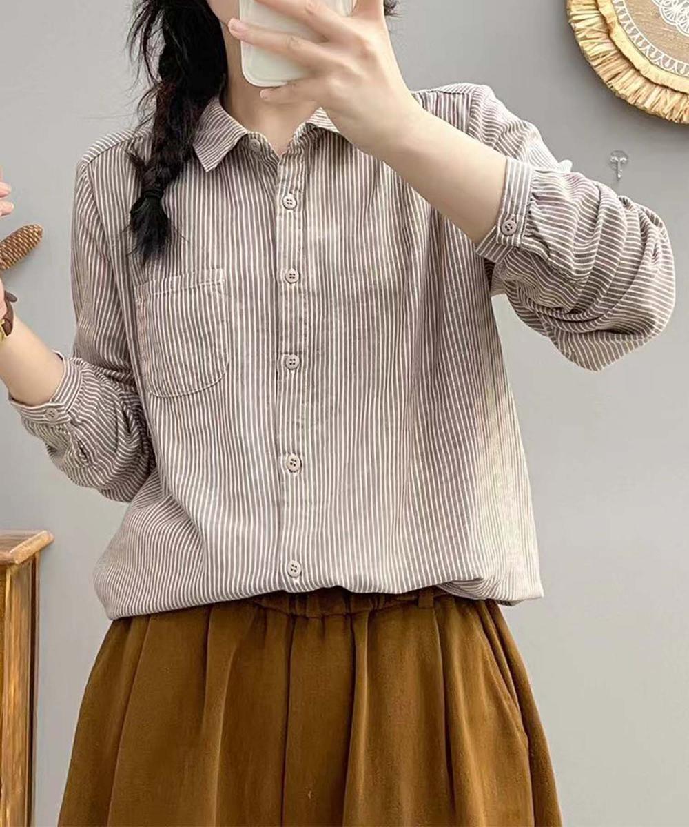 ストライプコットンオーバーシャツ