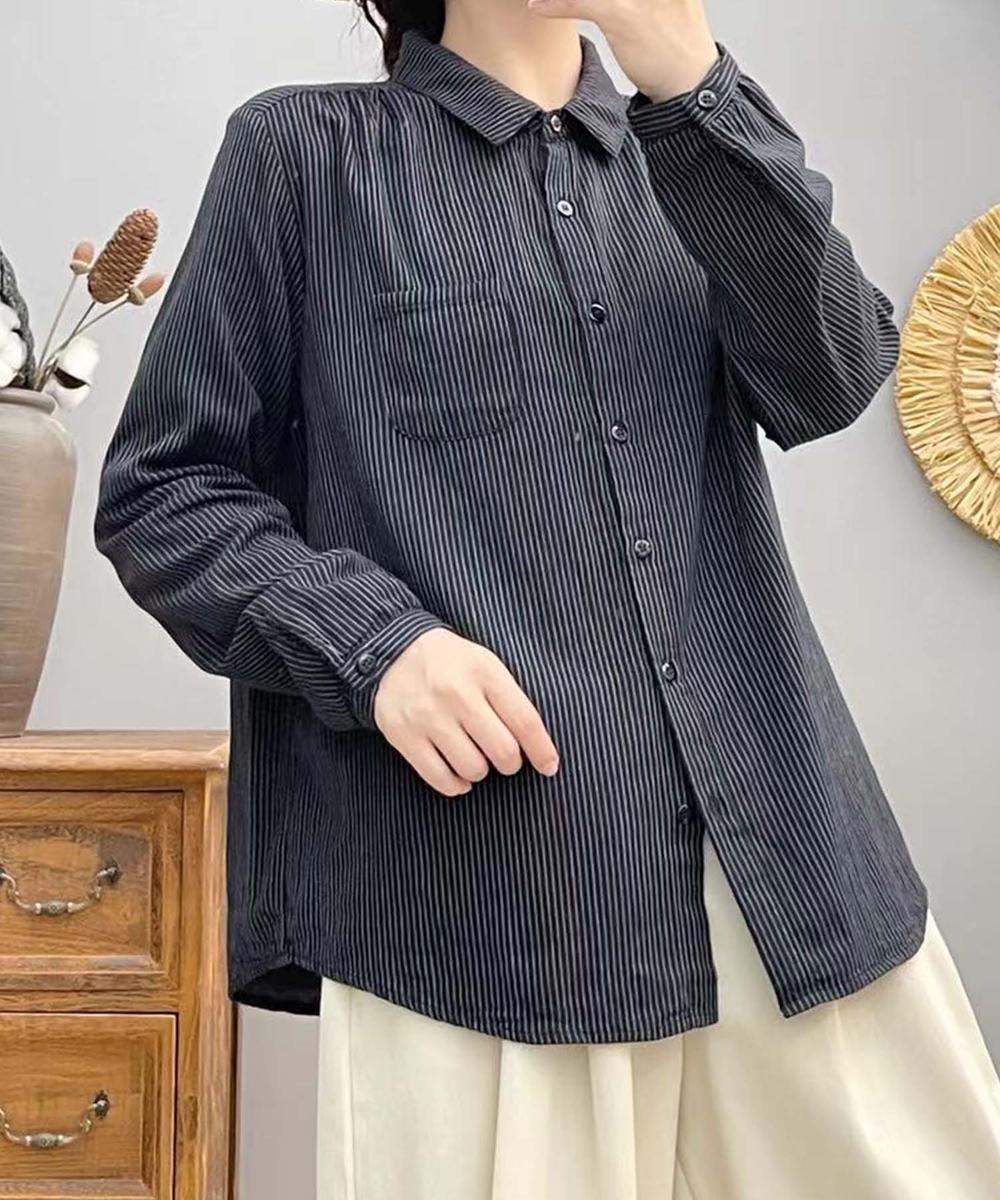 ストライプコットンオーバーシャツ