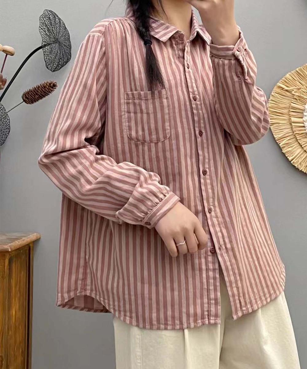 ストライプコットンオーバーシャツ
