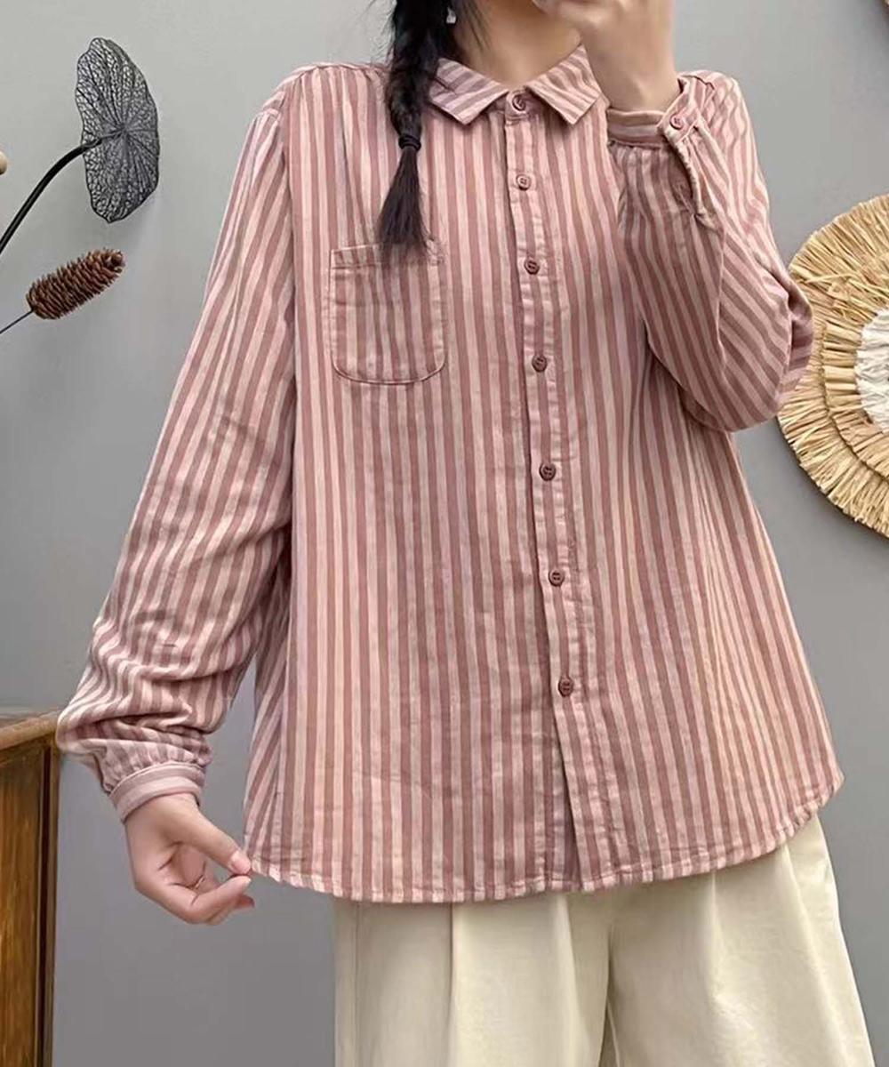 ストライプコットンオーバーシャツ