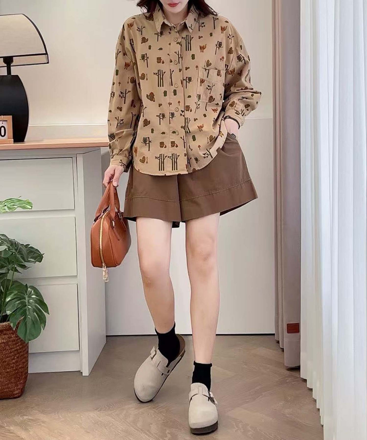 プリント柄オーバーシャツ