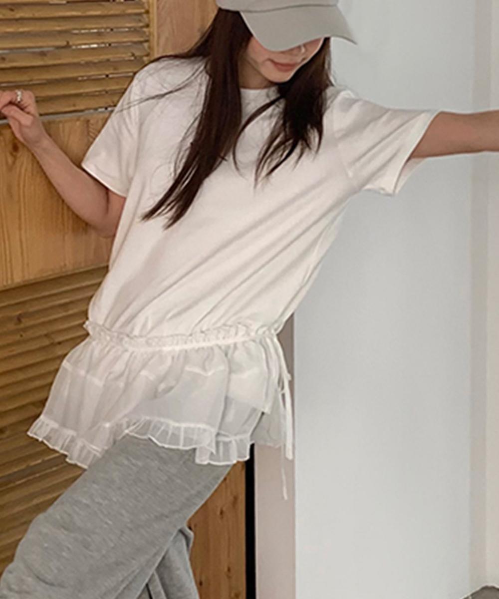 【aimoha】ミニ刺繍シンプルTシャツ