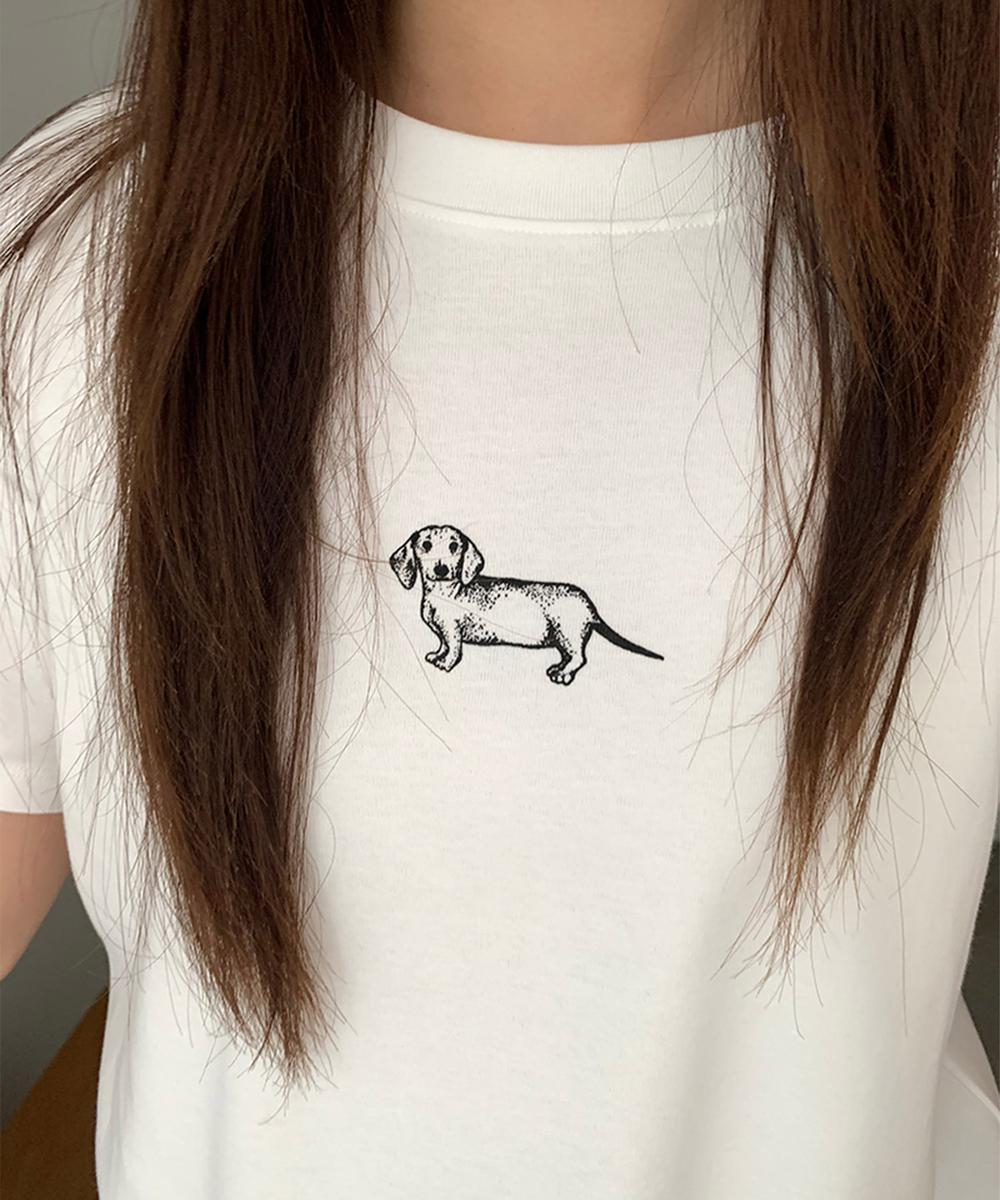 【aimoha】ミニ刺繍シンプルTシャツ