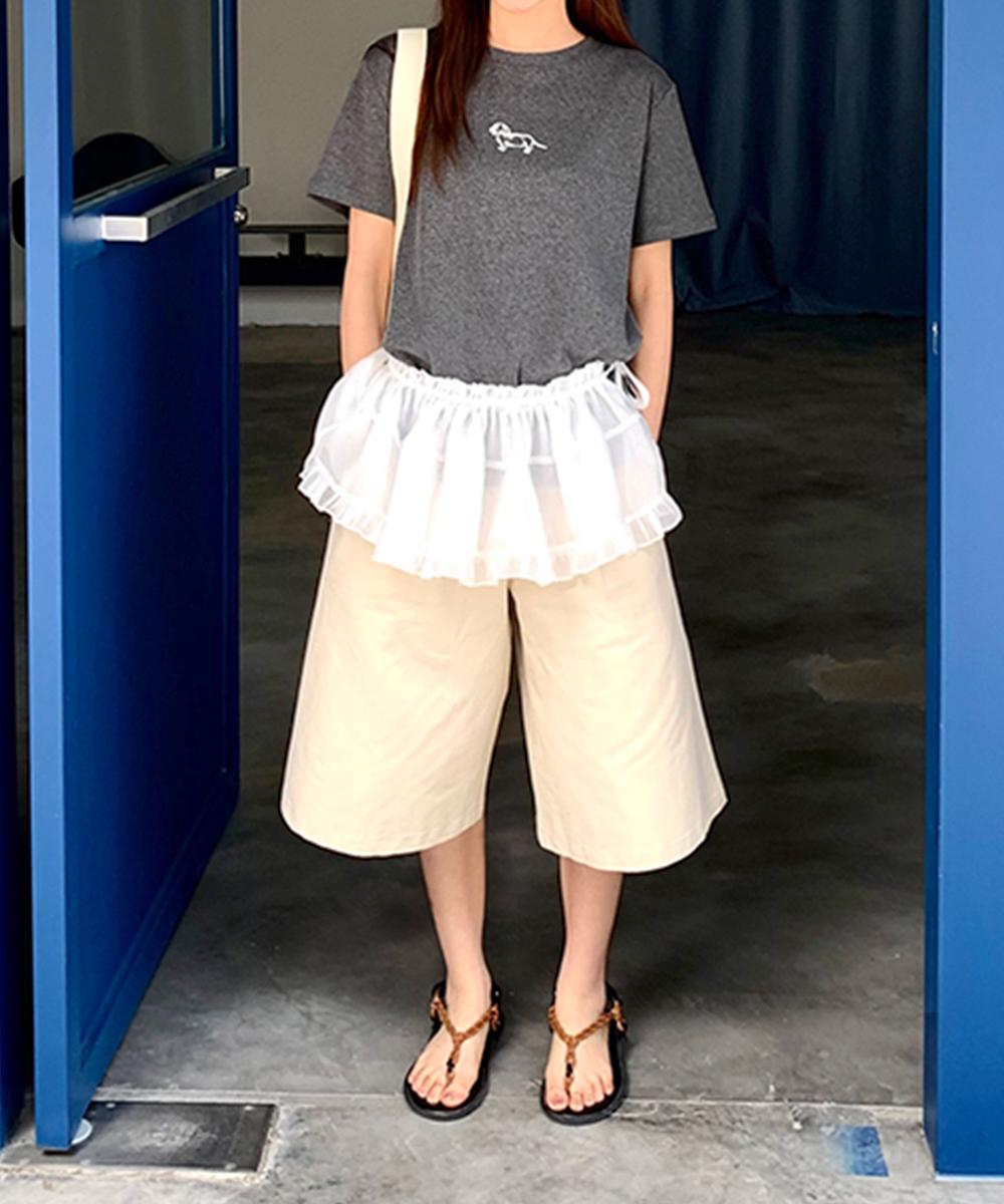 【aimoha】ミニ刺繍シンプルTシャツ