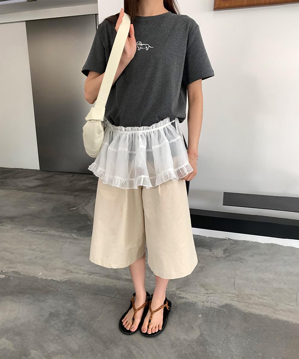 【aimoha】ミニ刺繍シンプルTシャツ