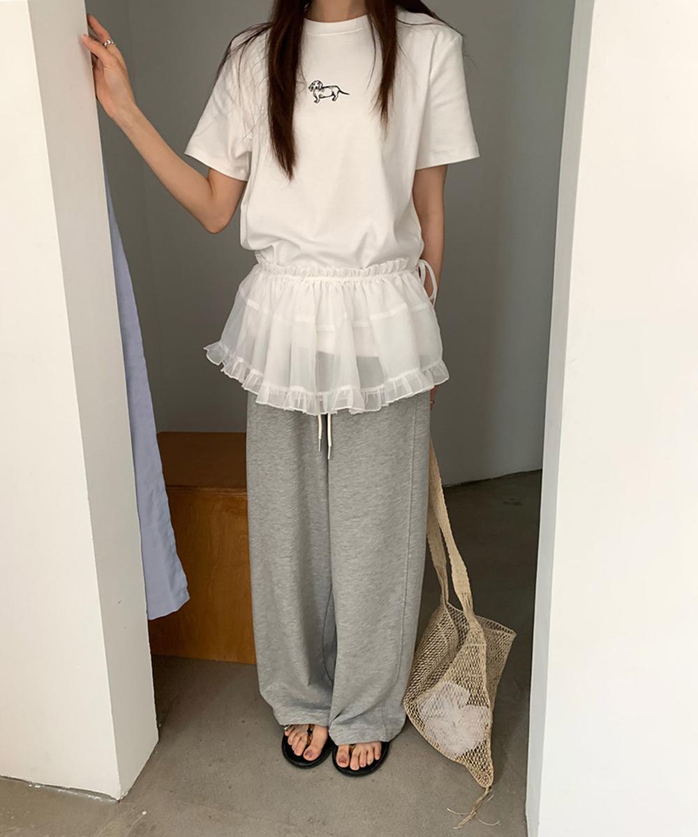 【aimoha】ミニ刺繍シンプルTシャツ