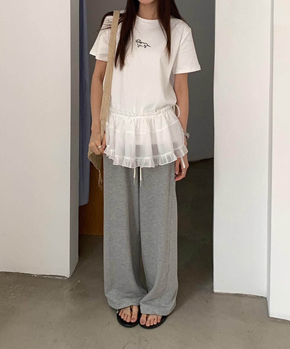 【aimoha】ミニ刺繍シンプルTシャツ