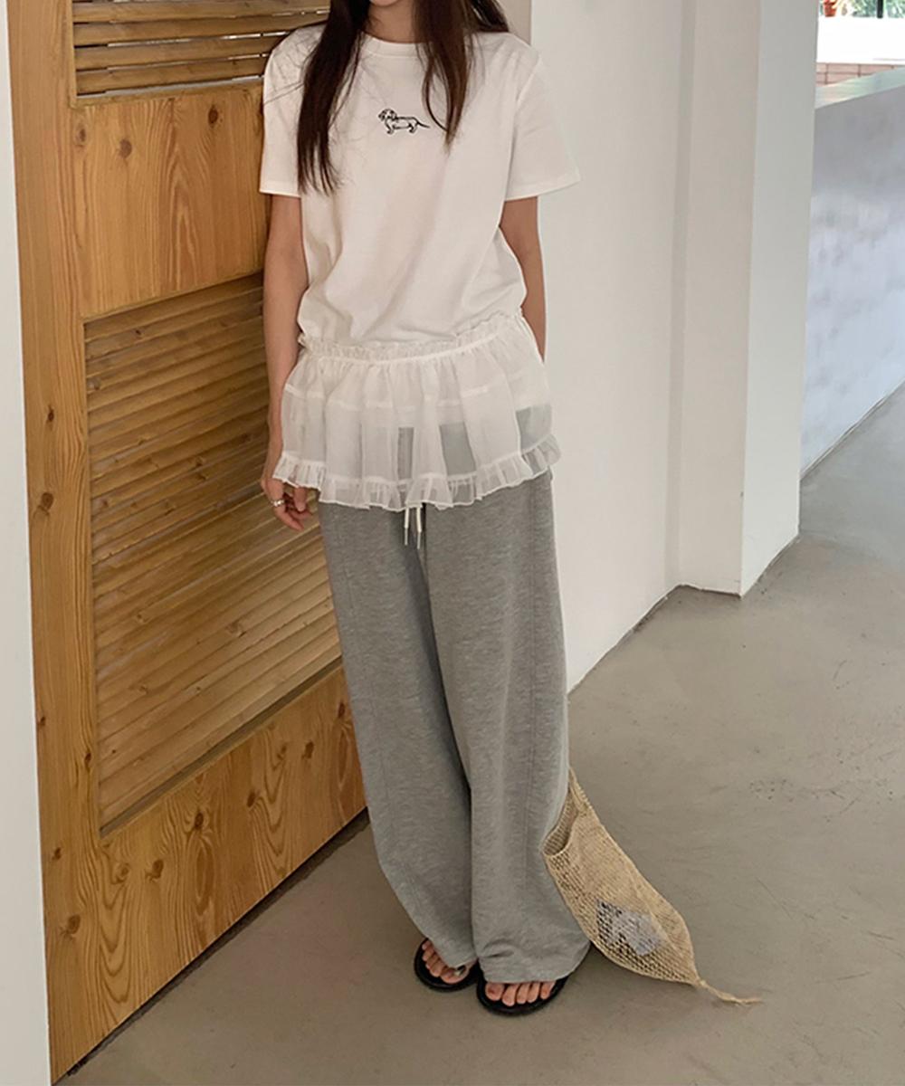【aimoha】ミニ刺繍シンプルTシャツ