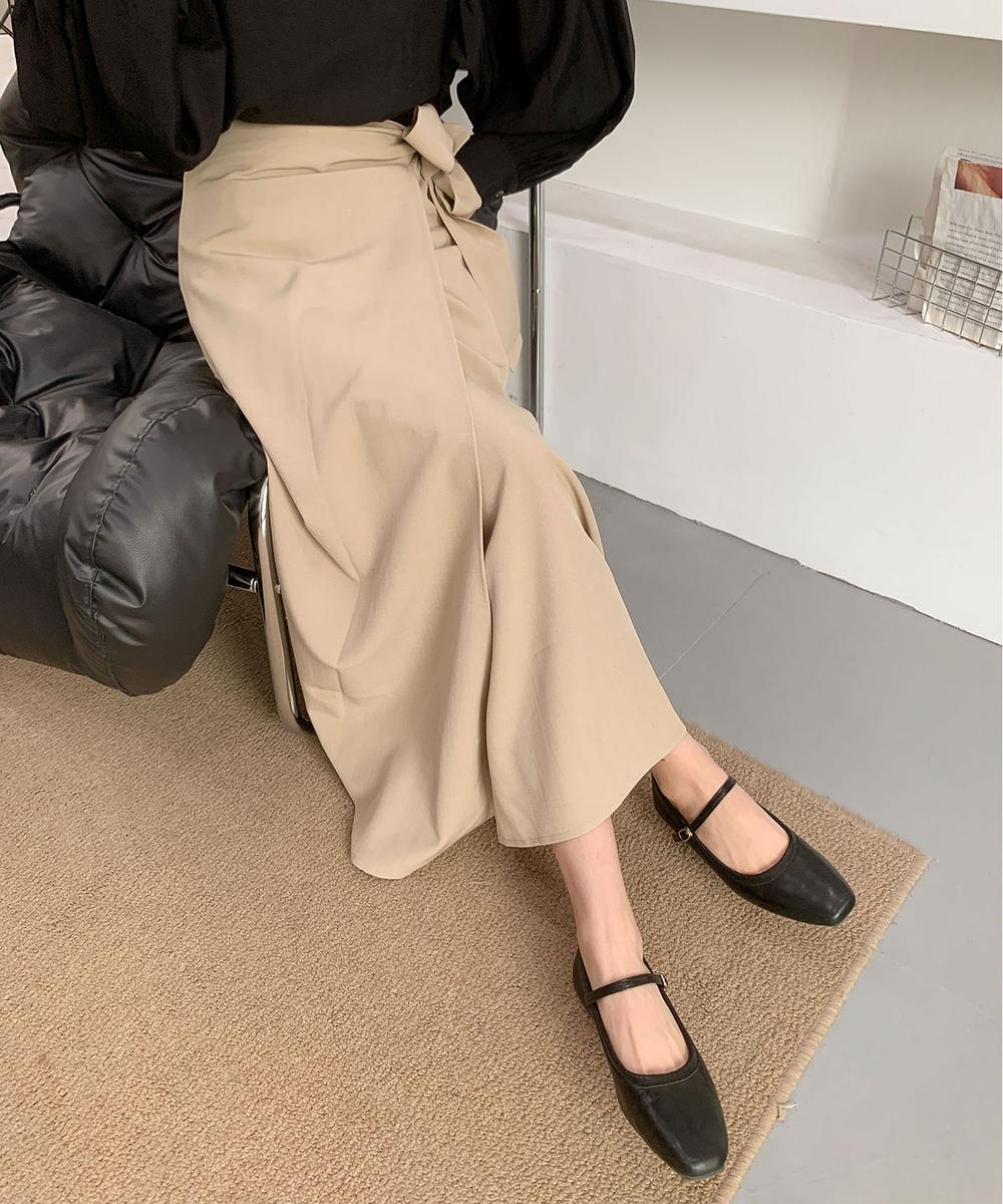 ラップ風ロングスカート