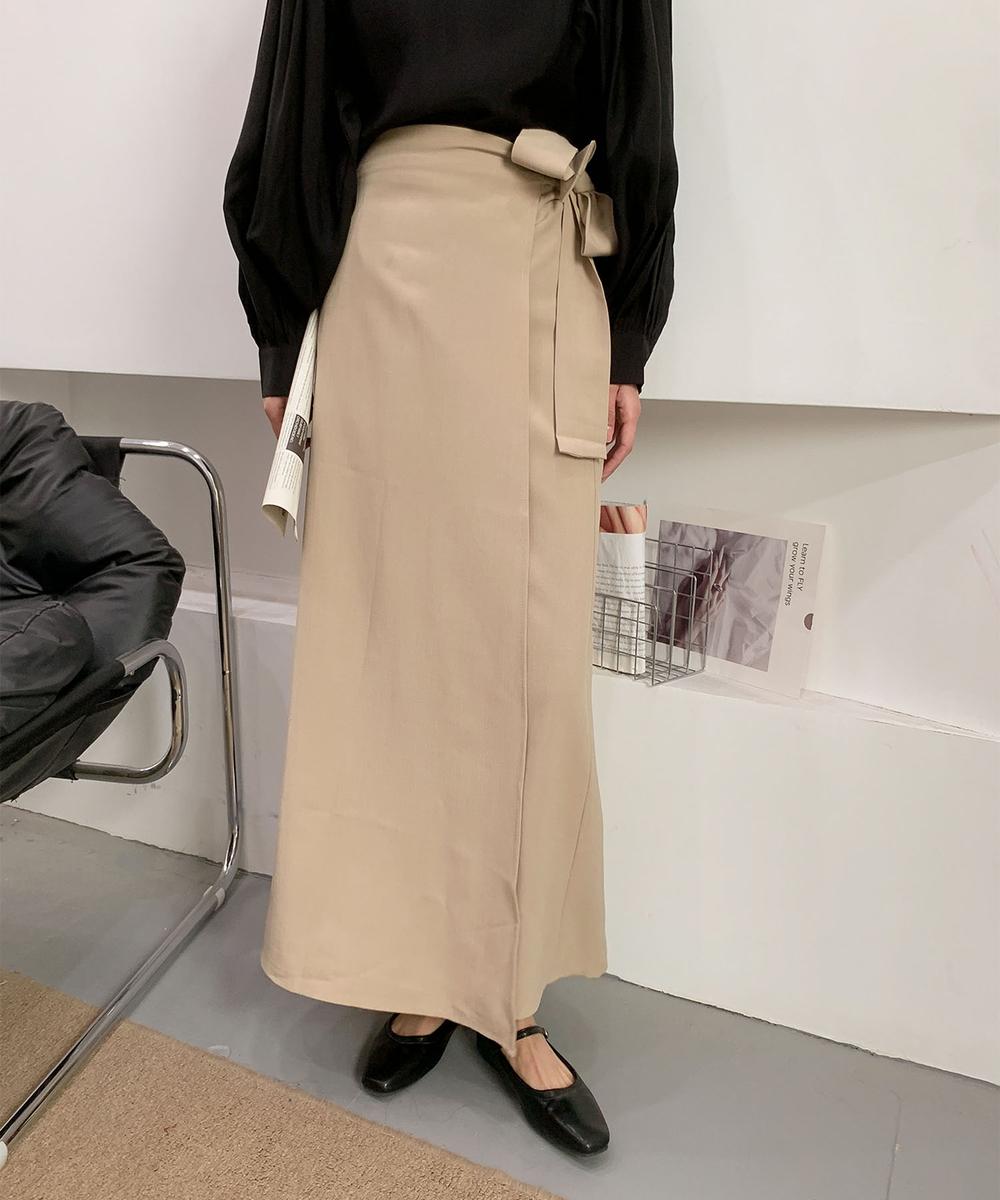 ラップ風ロングスカート