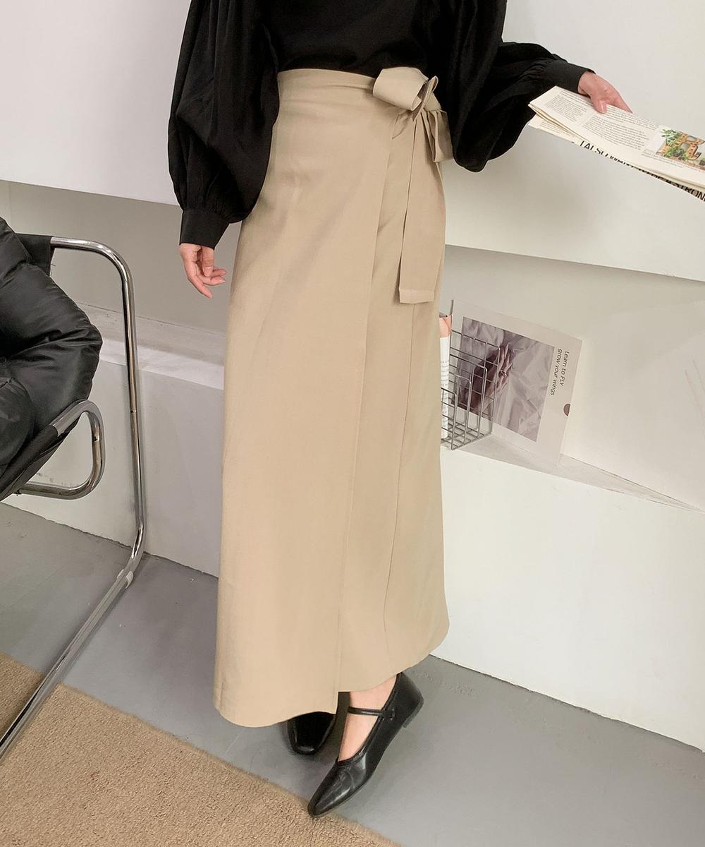 ラップ風ロングスカート