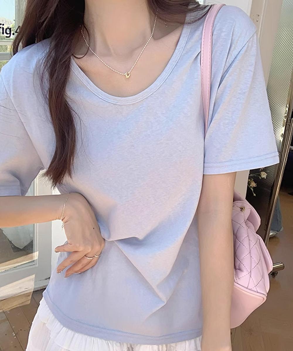 【aimoha】デイリーVネックベーシックTシャツ