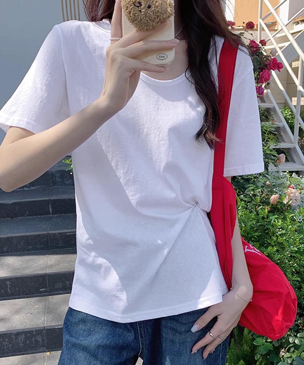 【aimoha】デイリーVネックベーシックTシャツ