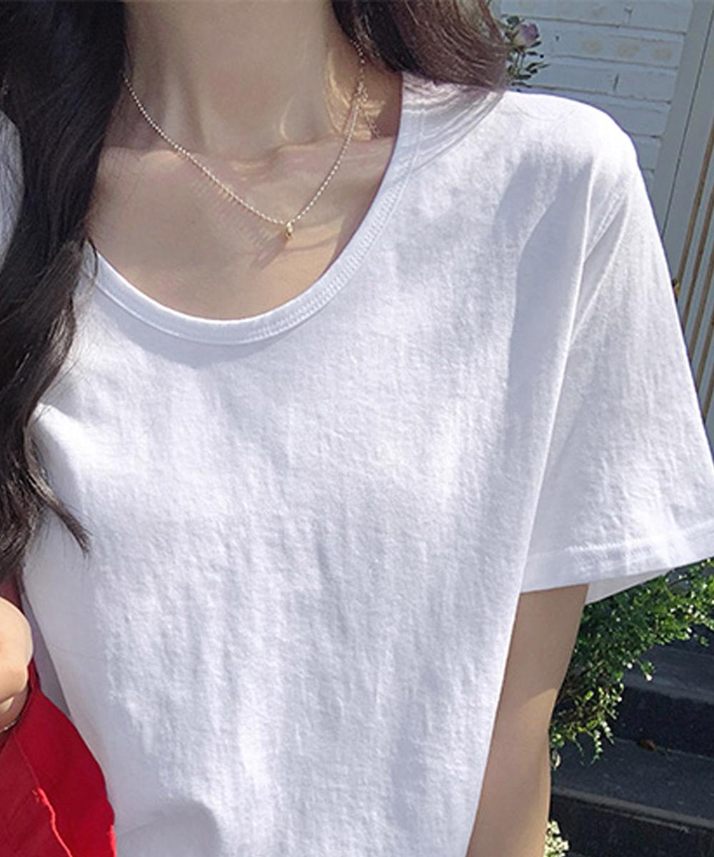 【aimoha】デイリーVネックベーシックTシャツ