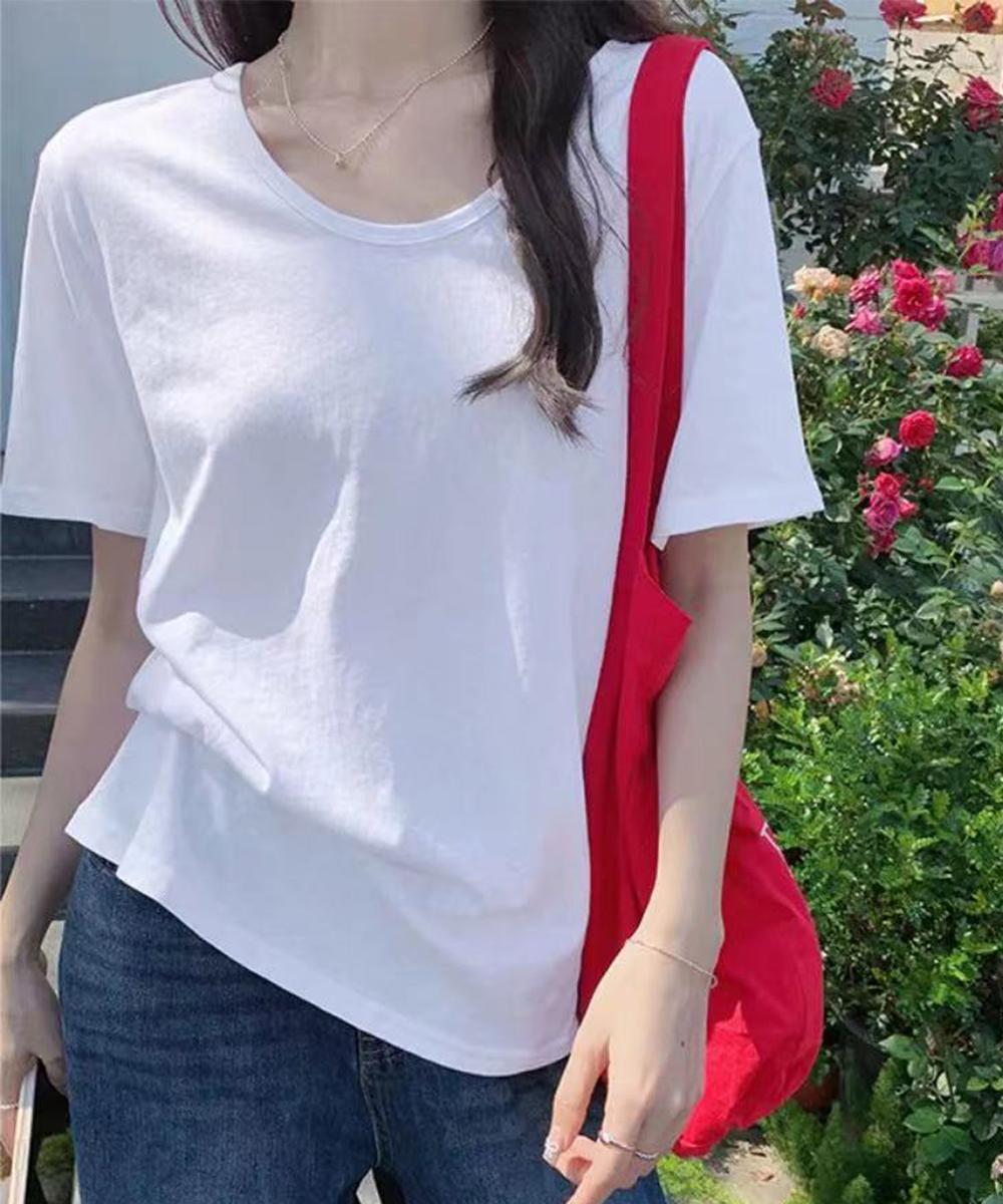 【aimoha】デイリーVネックベーシックTシャツ