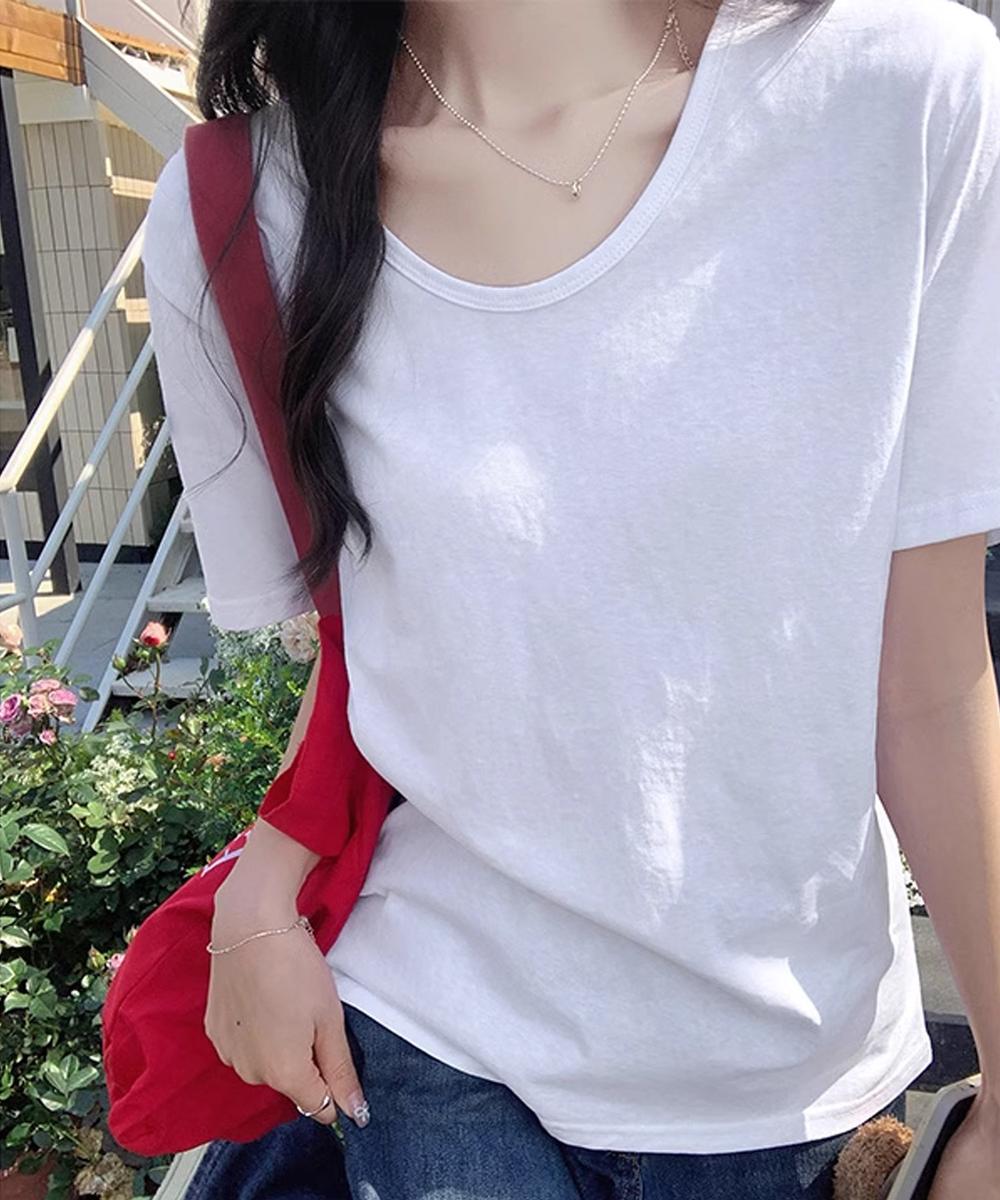 【aimoha】デイリーVネックベーシックTシャツ