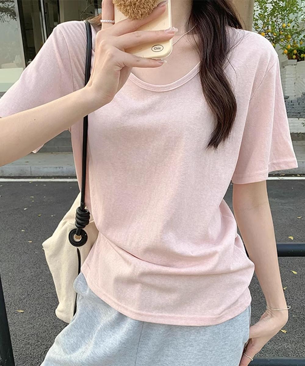【aimoha】デイリーVネックベーシックTシャツ