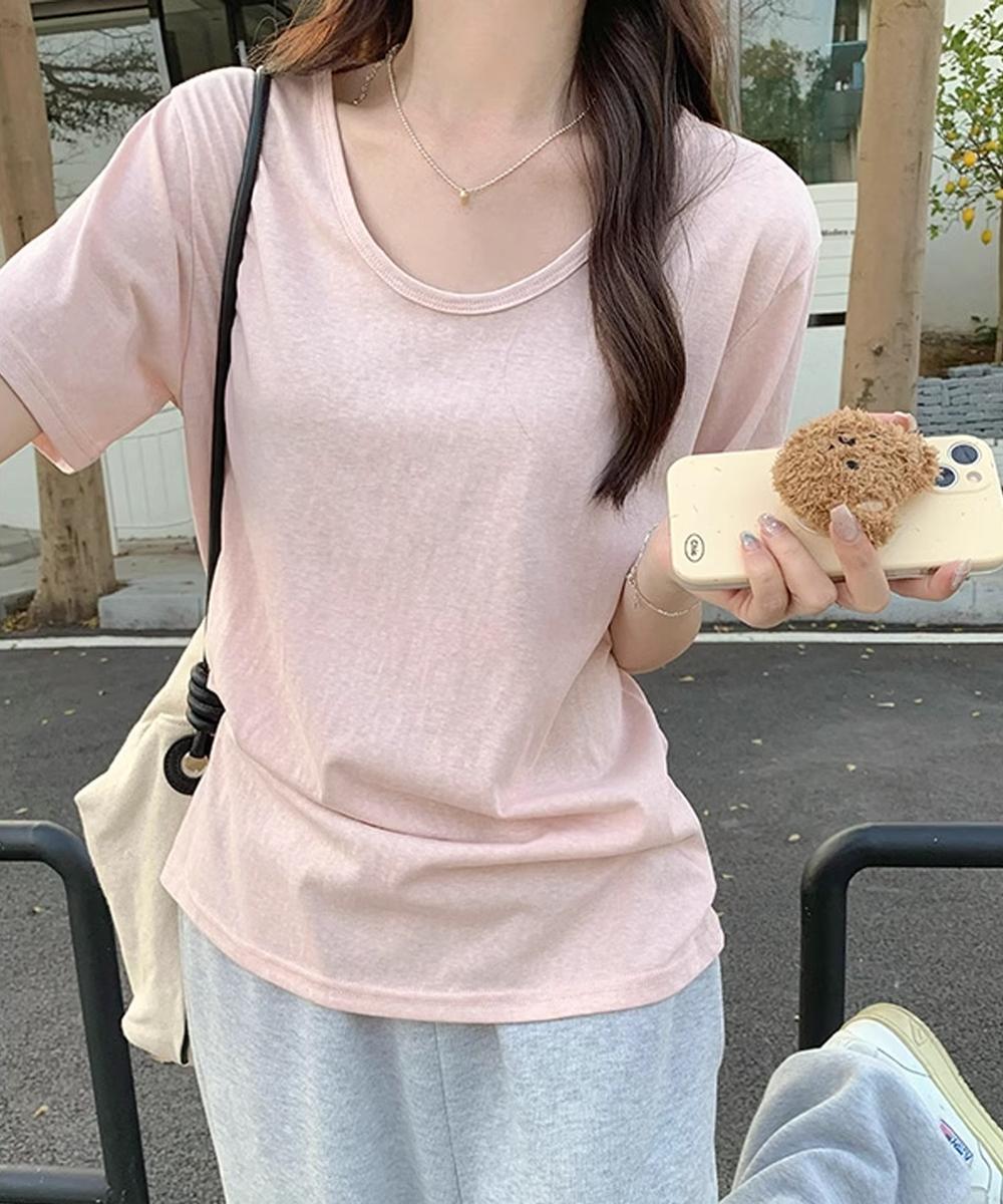 【aimoha】デイリーVネックベーシックTシャツ