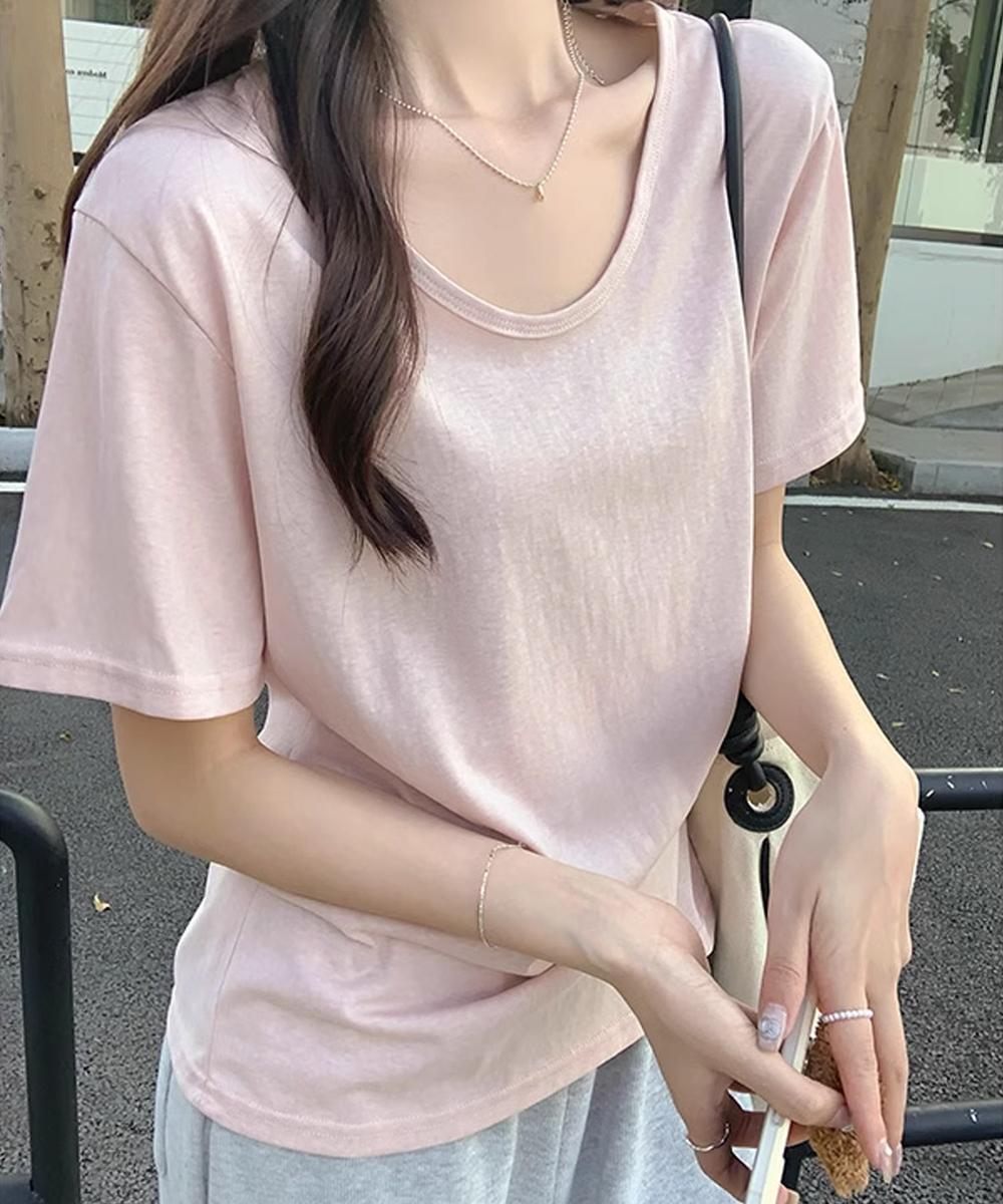 【aimoha】デイリーVネックベーシックTシャツ