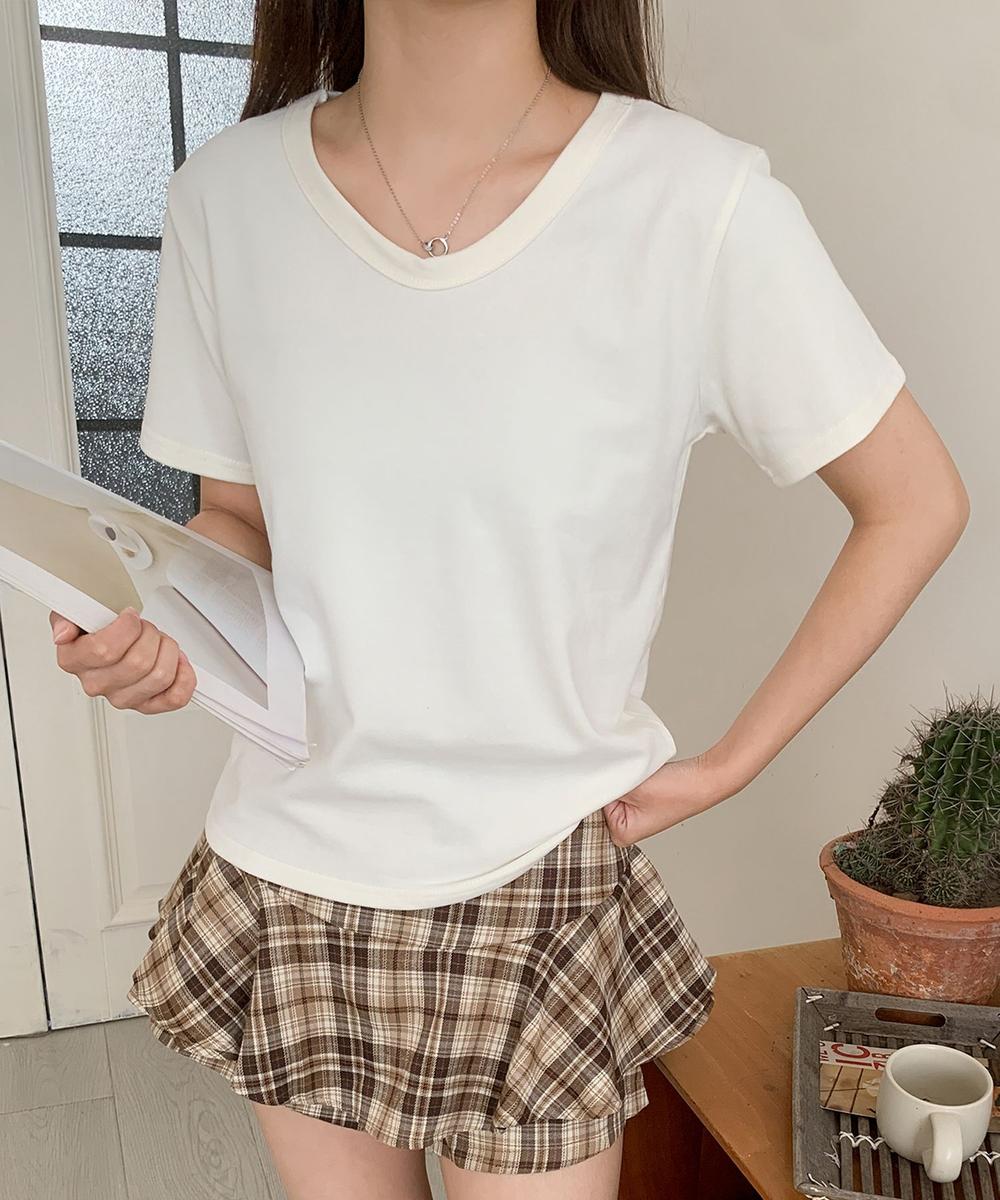 【aimoha】デイリーコットン混VネックTシャツ