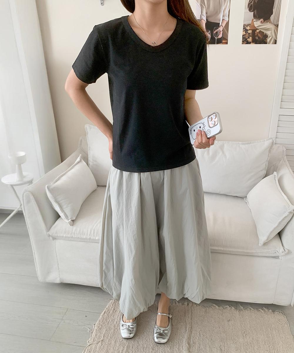 【aimoha】デイリーコットン混VネックTシャツ