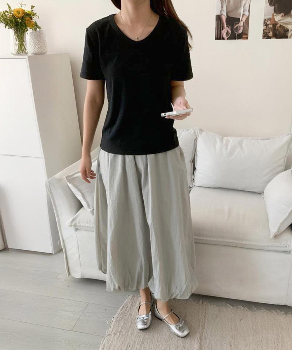 【aimoha】デイリーコットン混VネックTシャツ