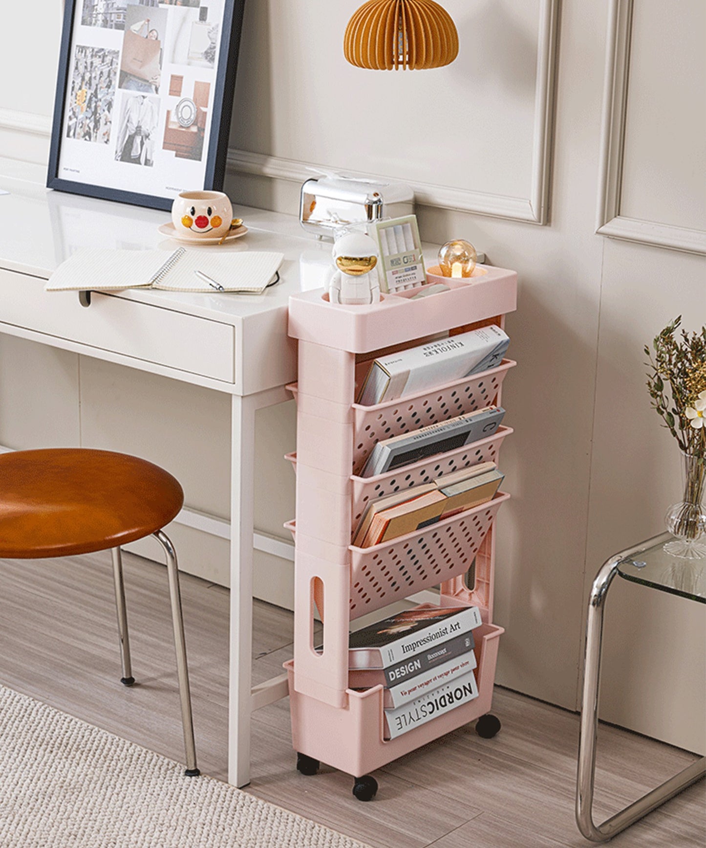 Large capacity bookshelf document shelf storage shelf with casters
