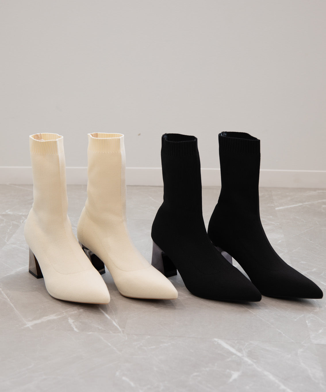 Jasmine】7㎝ヒール 太ヒールソックスブーツ – 《公式》moremore