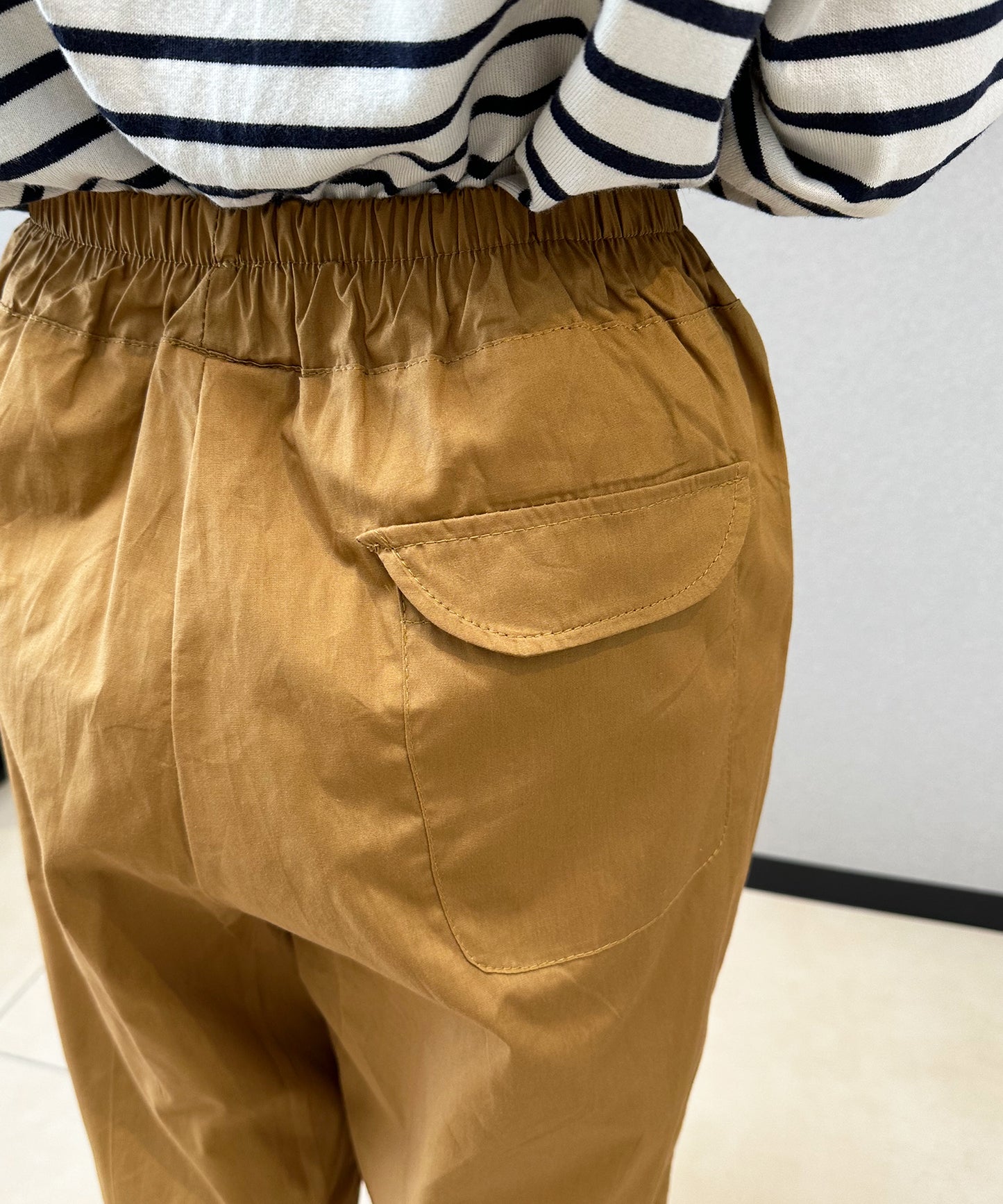7分丈 リネン風ワイドパンツ