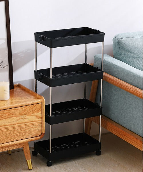 Movable 4-tier storage rack cart