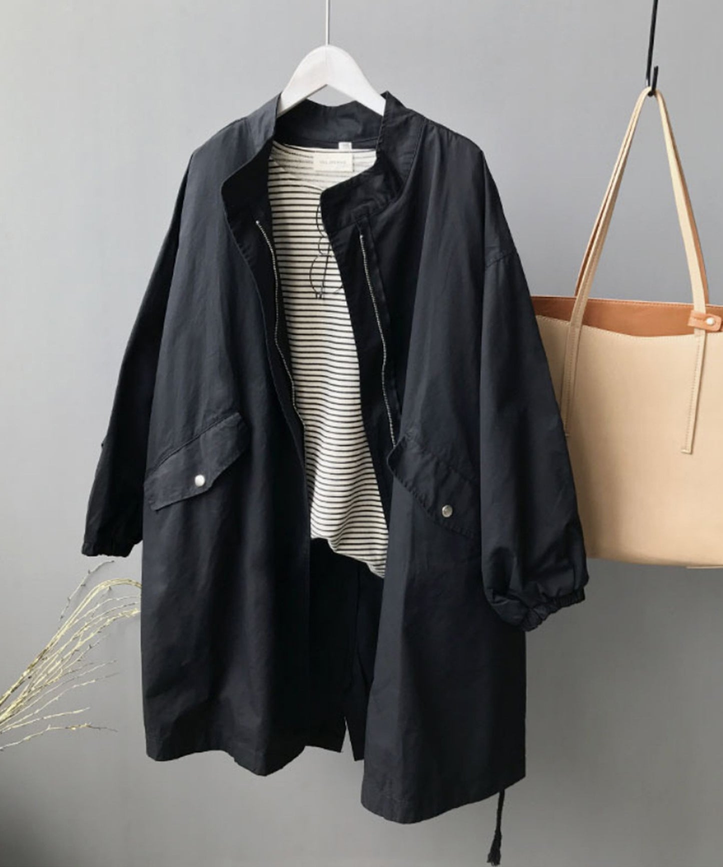 無地ステンカラーコート